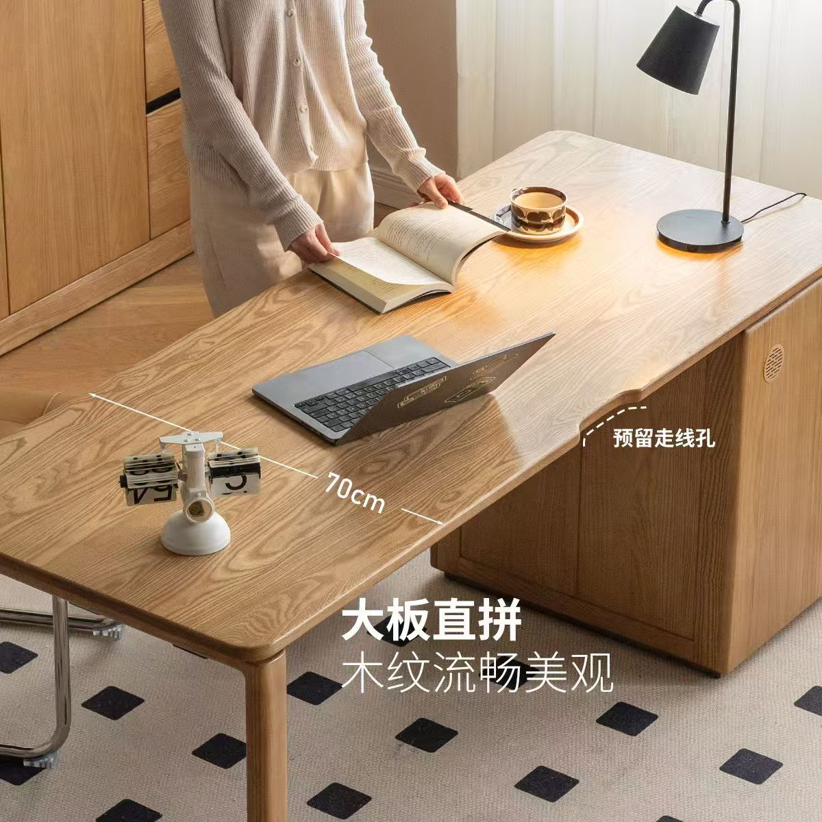 (樂家mall)白蠟木書桌 辦公桌 書枱 實木電腦桌 帶抽屜學習桌 實木直拼大板桌 desk