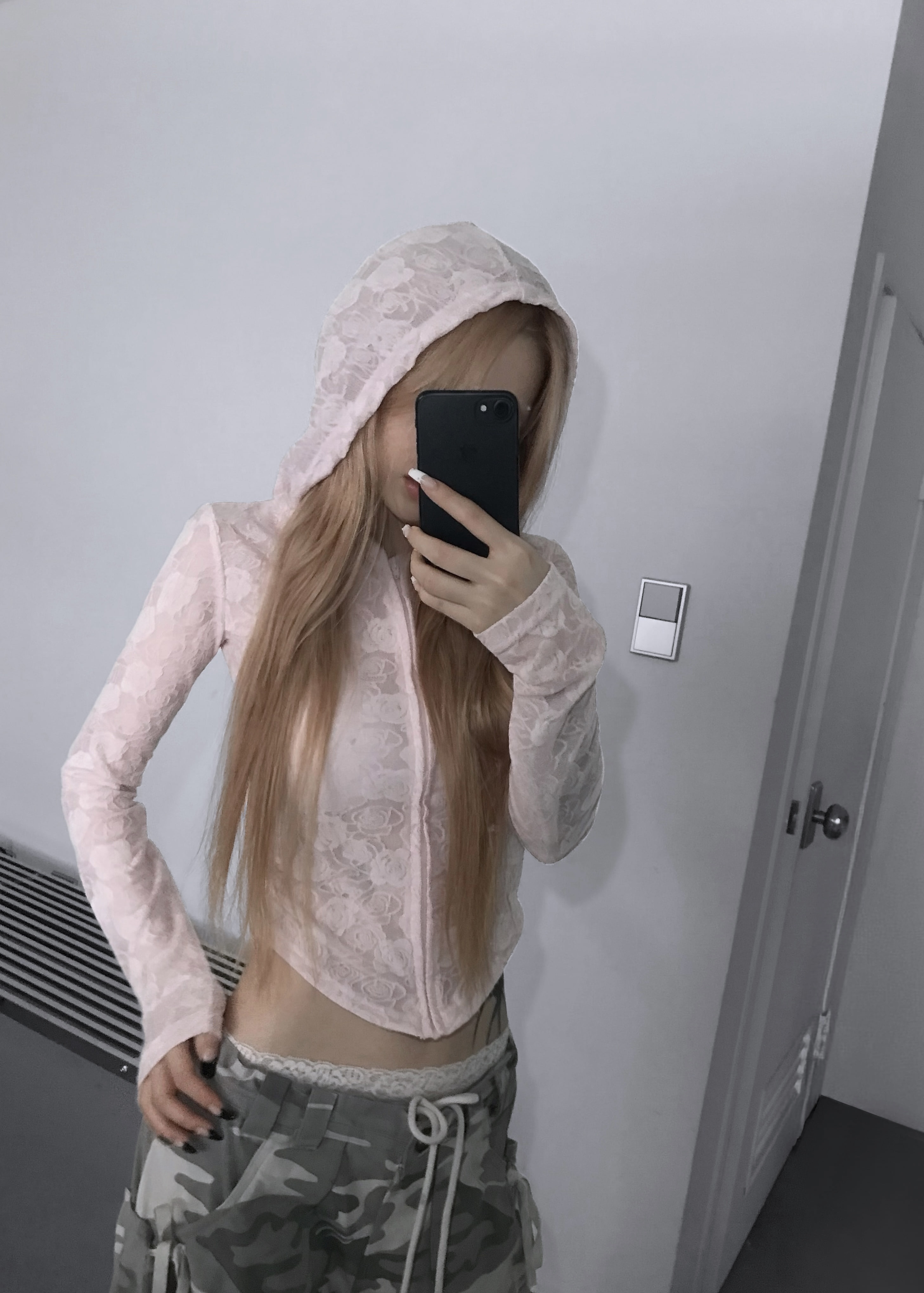 Floral Lace Zip-Up Hoodie