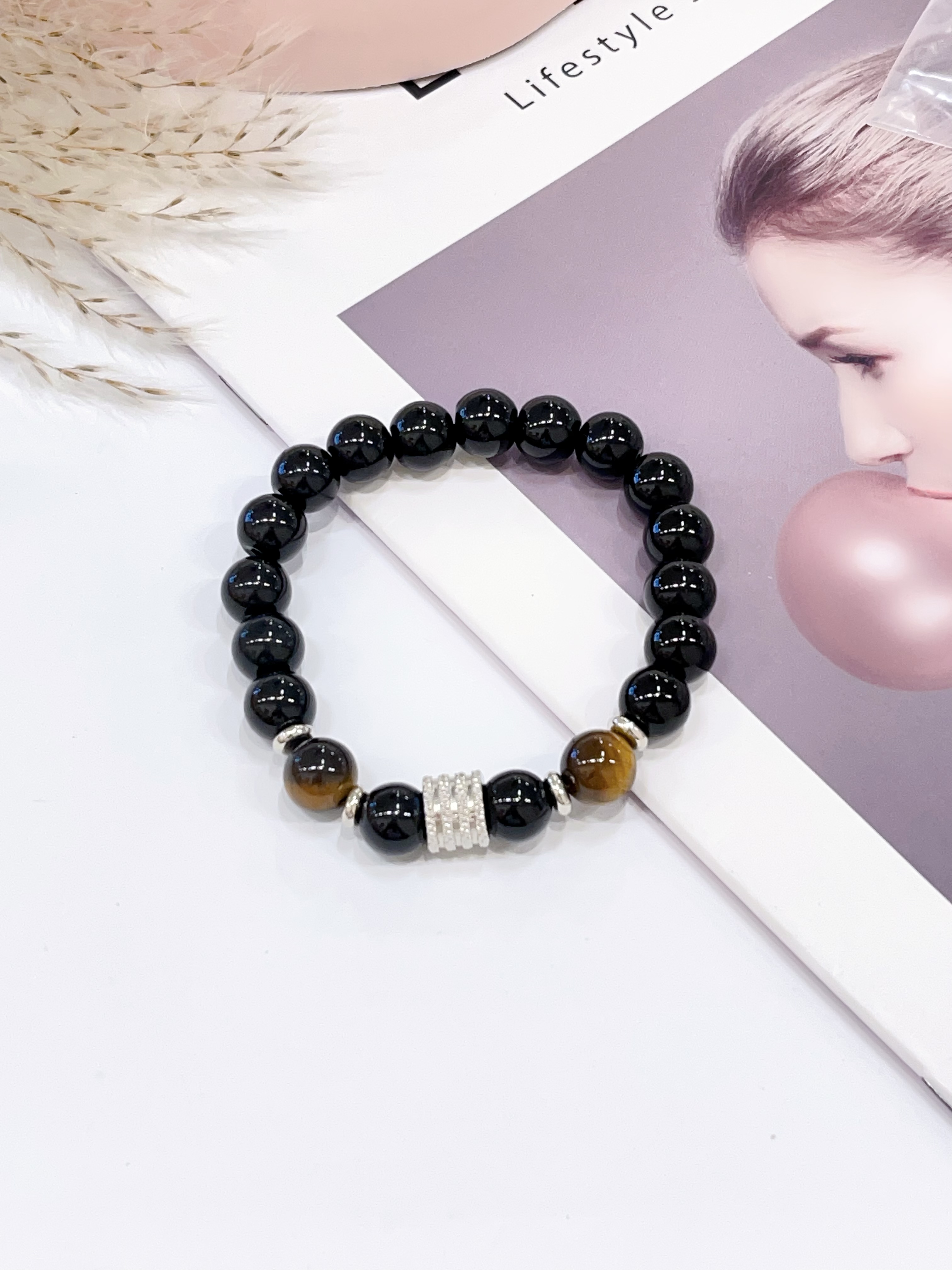 🖤 黑曜石 × 黄虎眼手串 Obsidian & Tiger Eye | 10mm