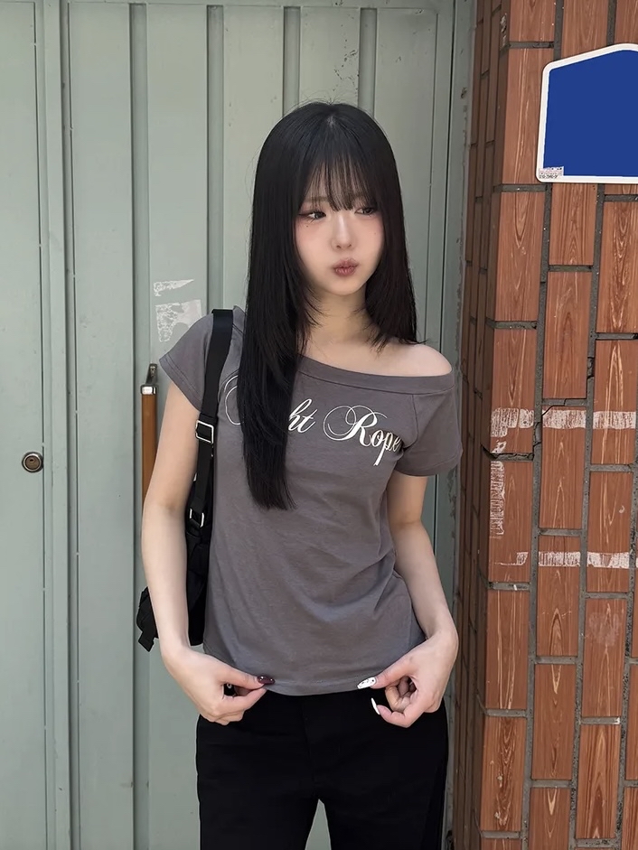 Script Wide Neck Graphic Tee
