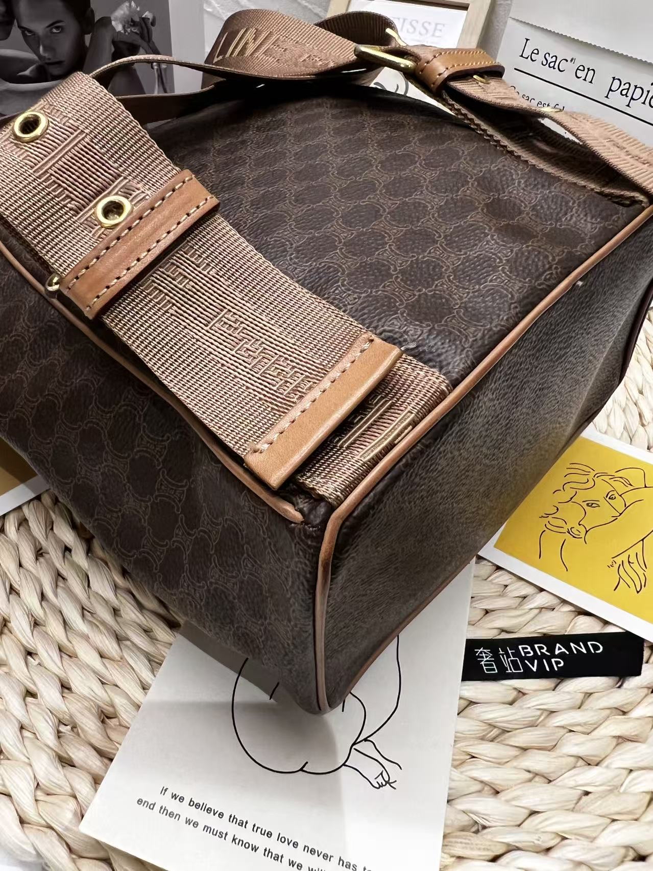 Celine Vintage Macadam Canvas Drawstring Backpack