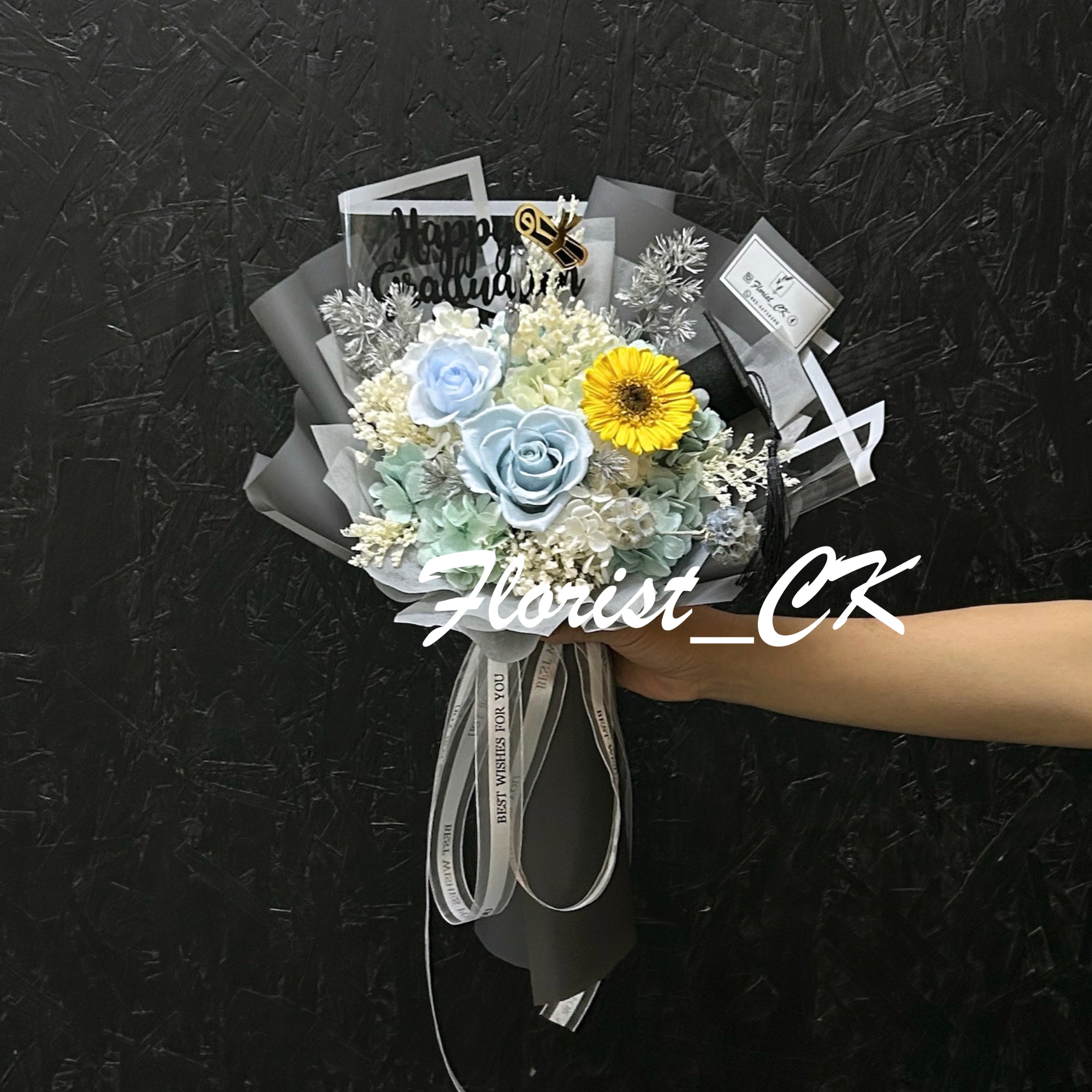 【2026 畢業推介】Solaris Crest｜畢業之選｜永生玫瑰太陽花花束 (預訂款)