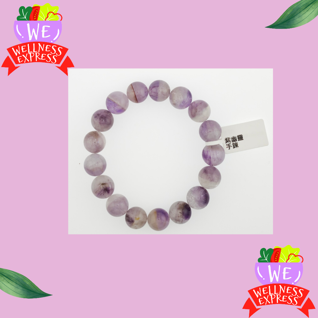 紫幽靈手鏈 12mm/Purple Phantom Crystal Bracelet 12mm #WE16