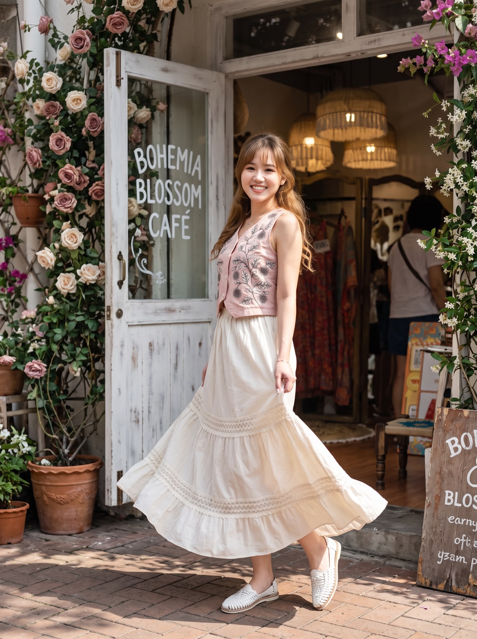 2883 Dirty Pink With Brown Full Emb Vest