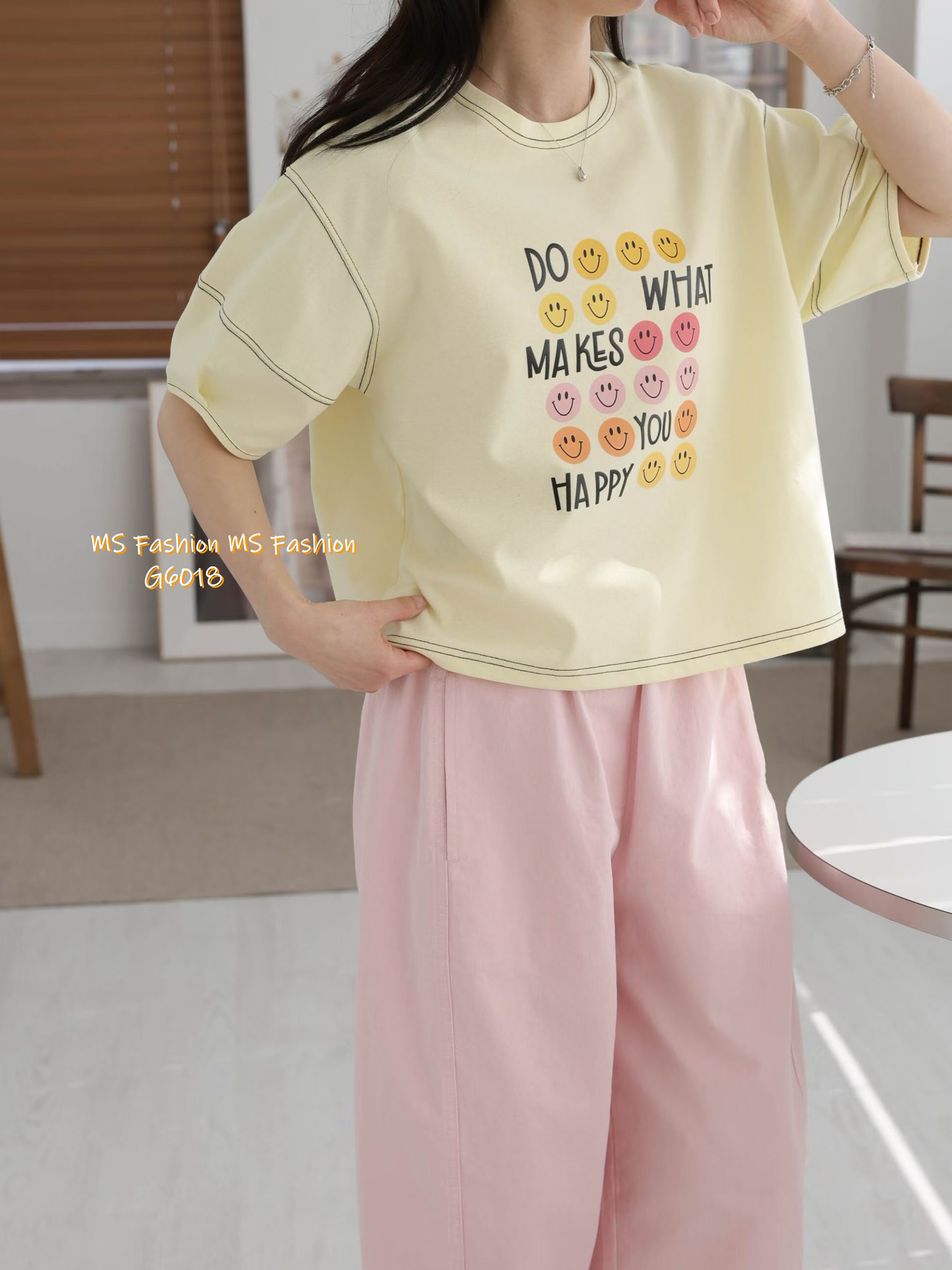 G6018 韓國🇰🇷可愛哈哈笑字母top