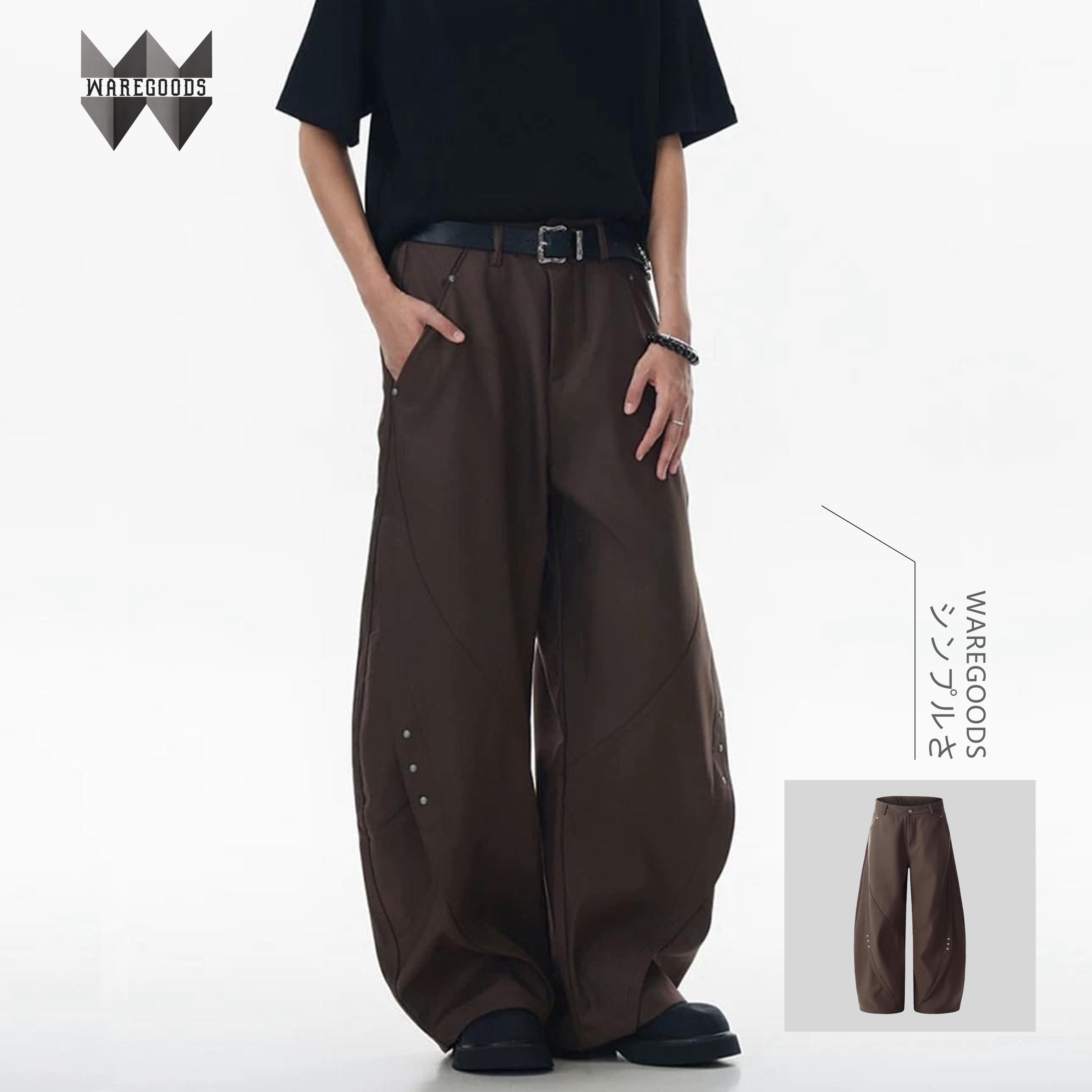 W828 鬆身彎刀闊腳褲