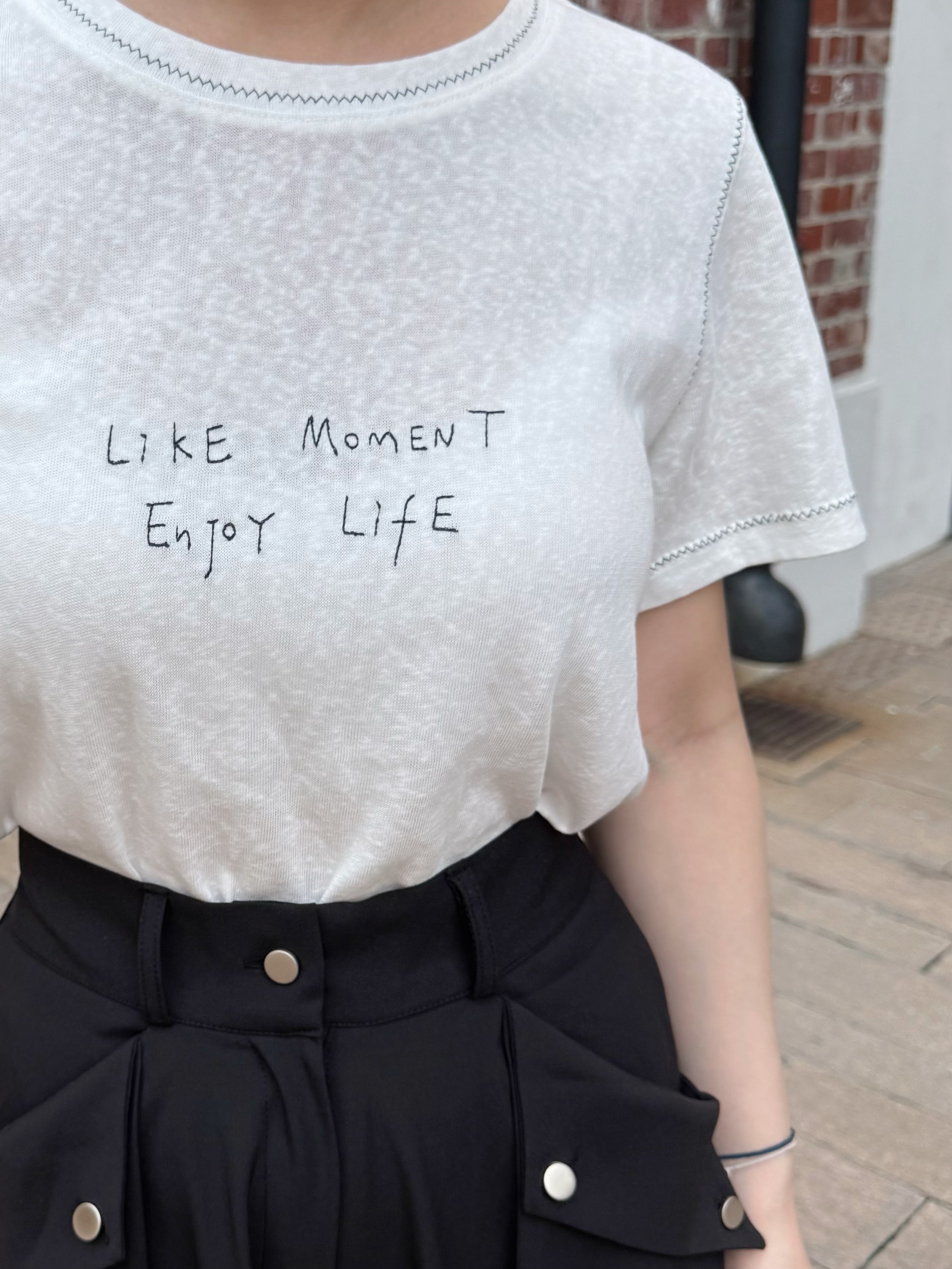 P70 刺繡字竹節棉Tee