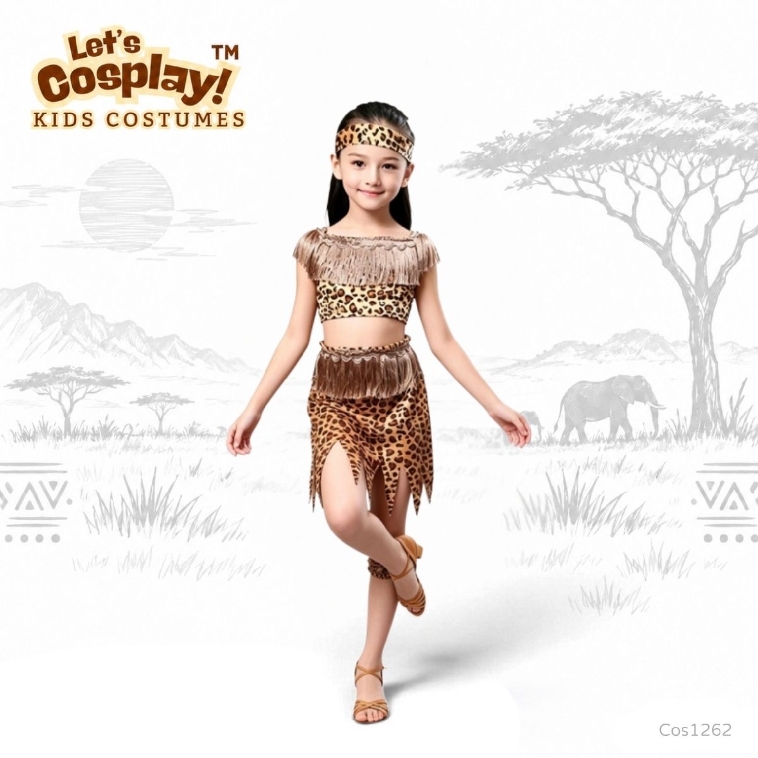 兒童非洲主題豹紋舞蹈角色扮演服 African Costume for Kids｜學校表演服 Lets Cosplay COS1262