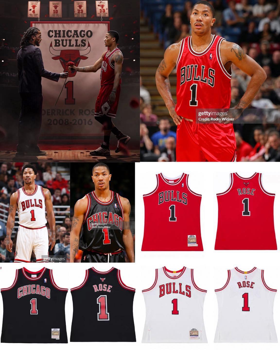 🌹M&N Derrick Rose Bulls AU Sw jersey