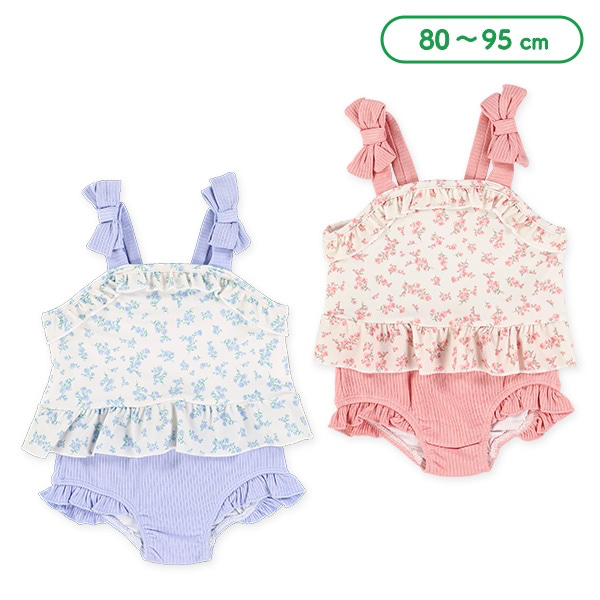 🇯🇵預訂 日本直送🇯🇵兩色吊帶碎花滿印分體泳衣