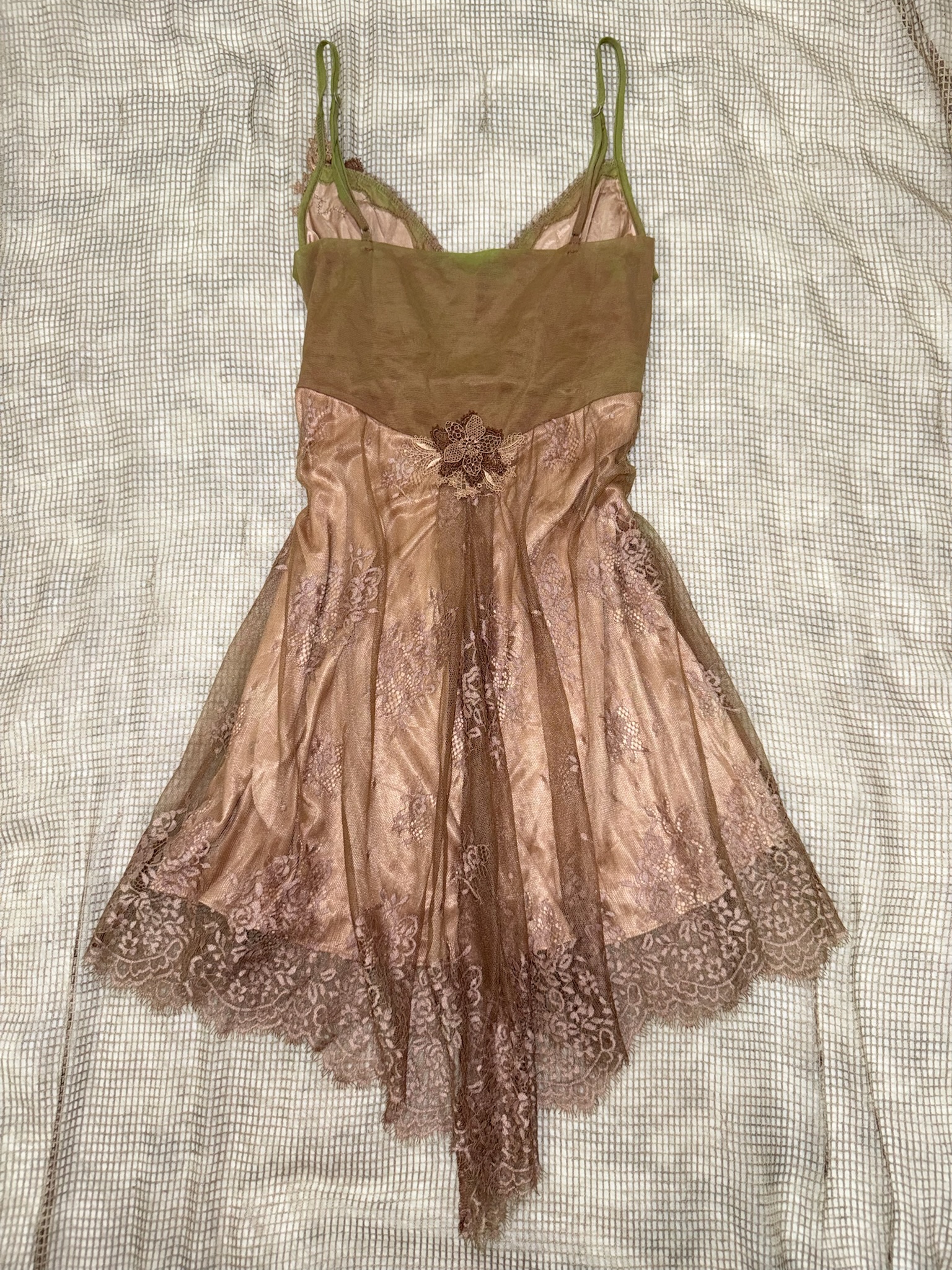 Fairycore Pink Lace Slip Dress with 3D Flower Detail
