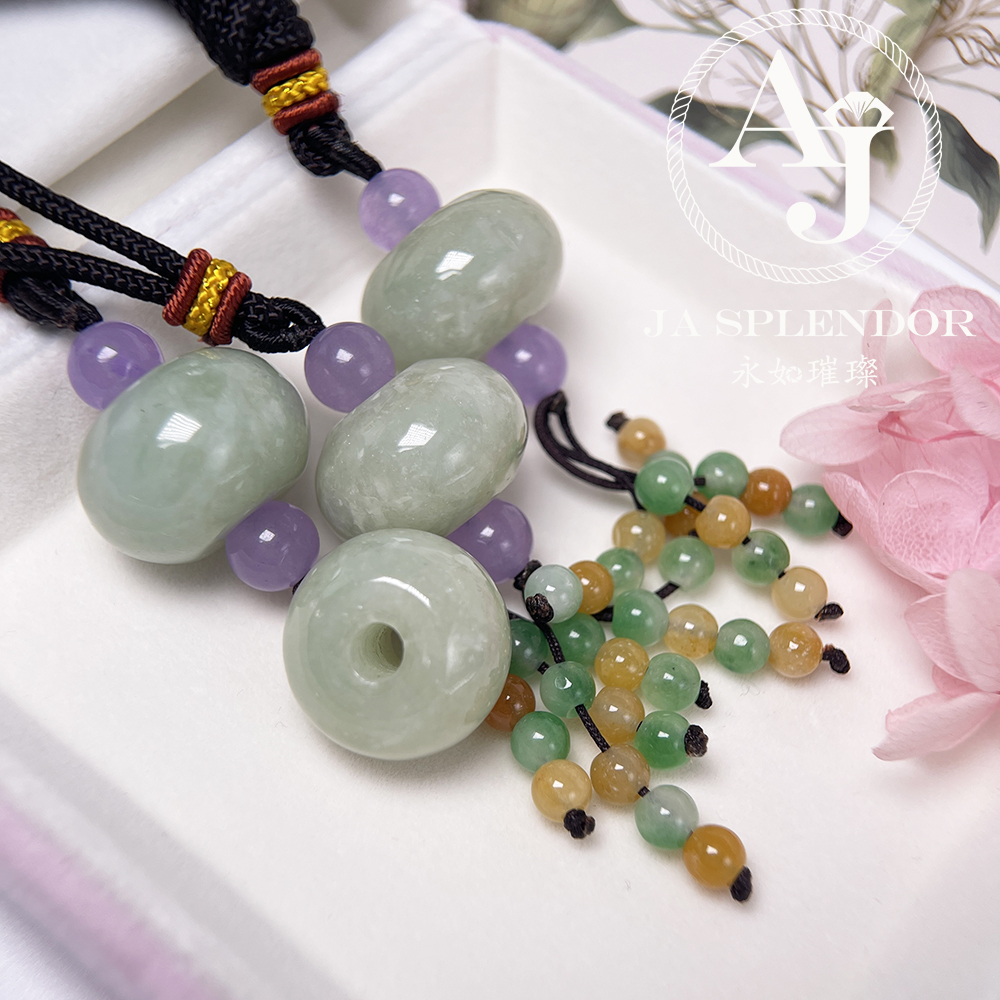 JN-21 天然翡翠A玉 串串金路路通吊墜