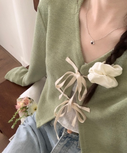 double ribbon 綁帶短外套