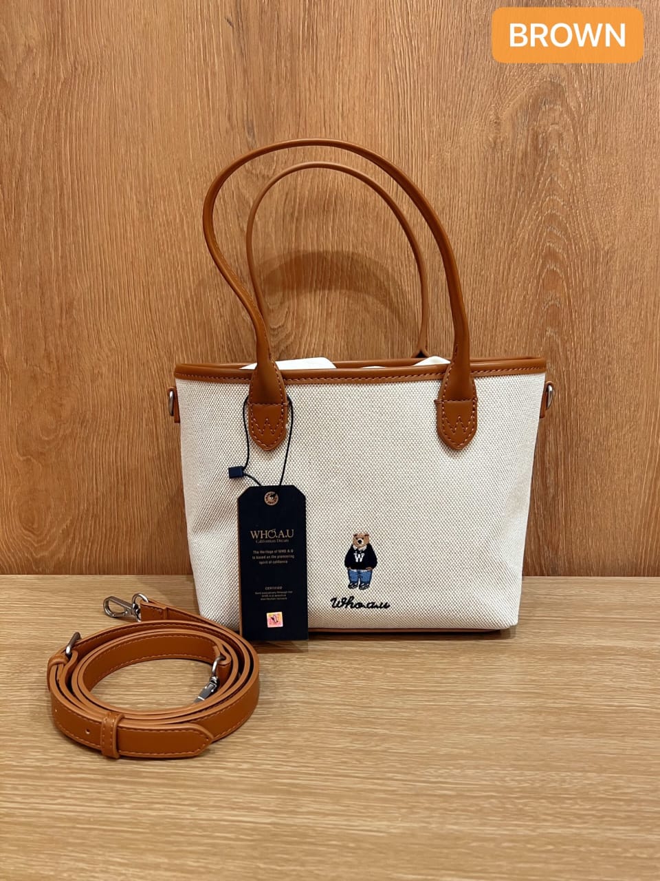 WHB26 WHO.A.U: Steve Canvas Bear Tote Bag