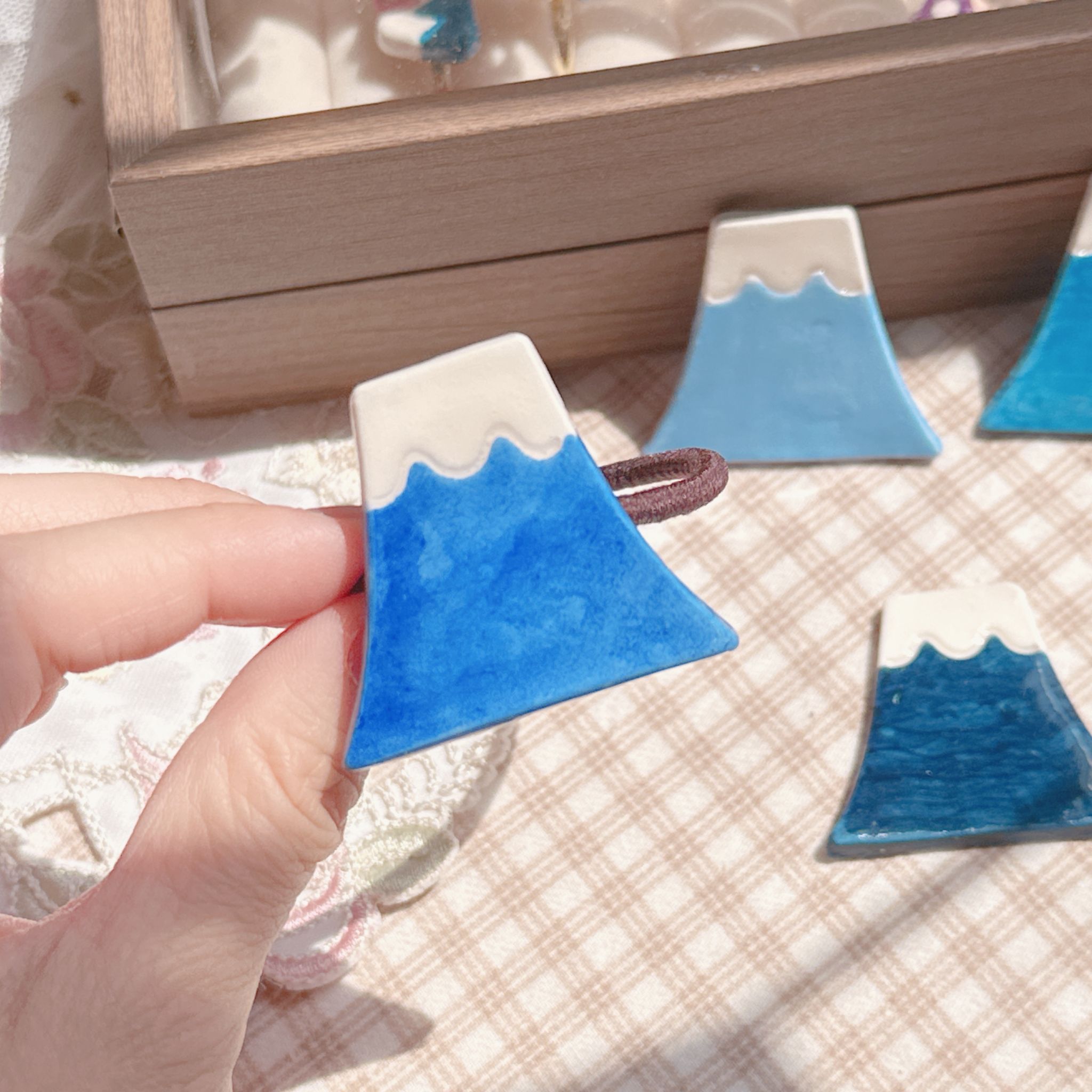 手繪海富士山🗻髮圈 可改髮插