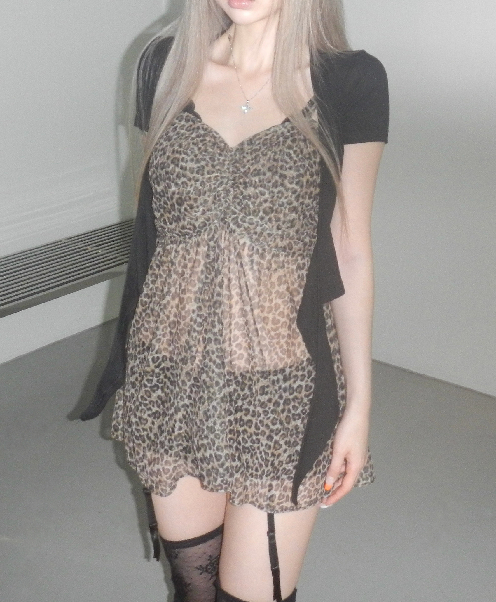 Leopard Mesh Cami Dress