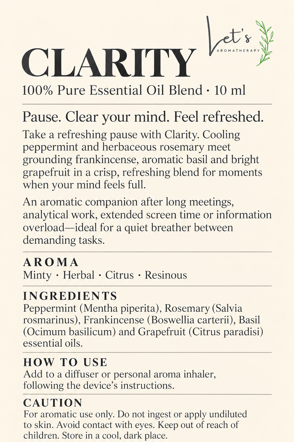 Clarity Essential Oil Blend 10ml