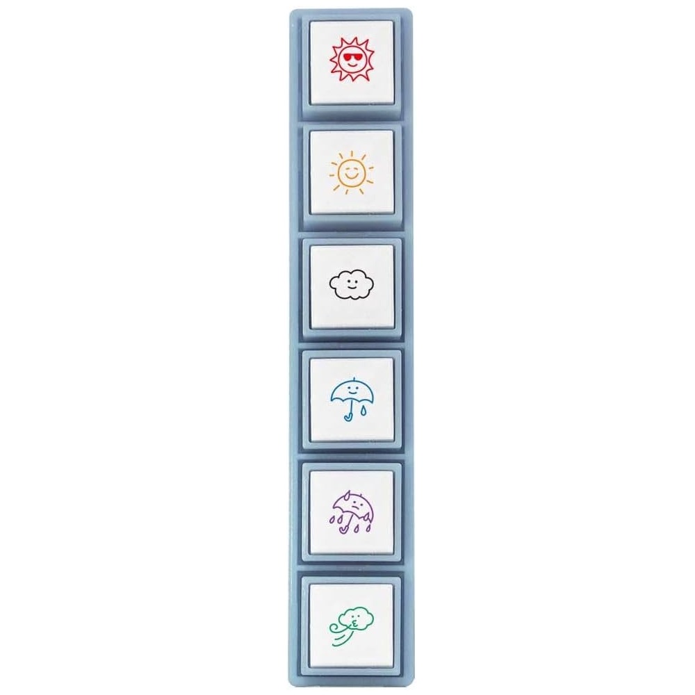 現貨｜天氣圖案 KODOMO NO KAO Pochitto Pick! 按壓式6連印章 (1802-001) 