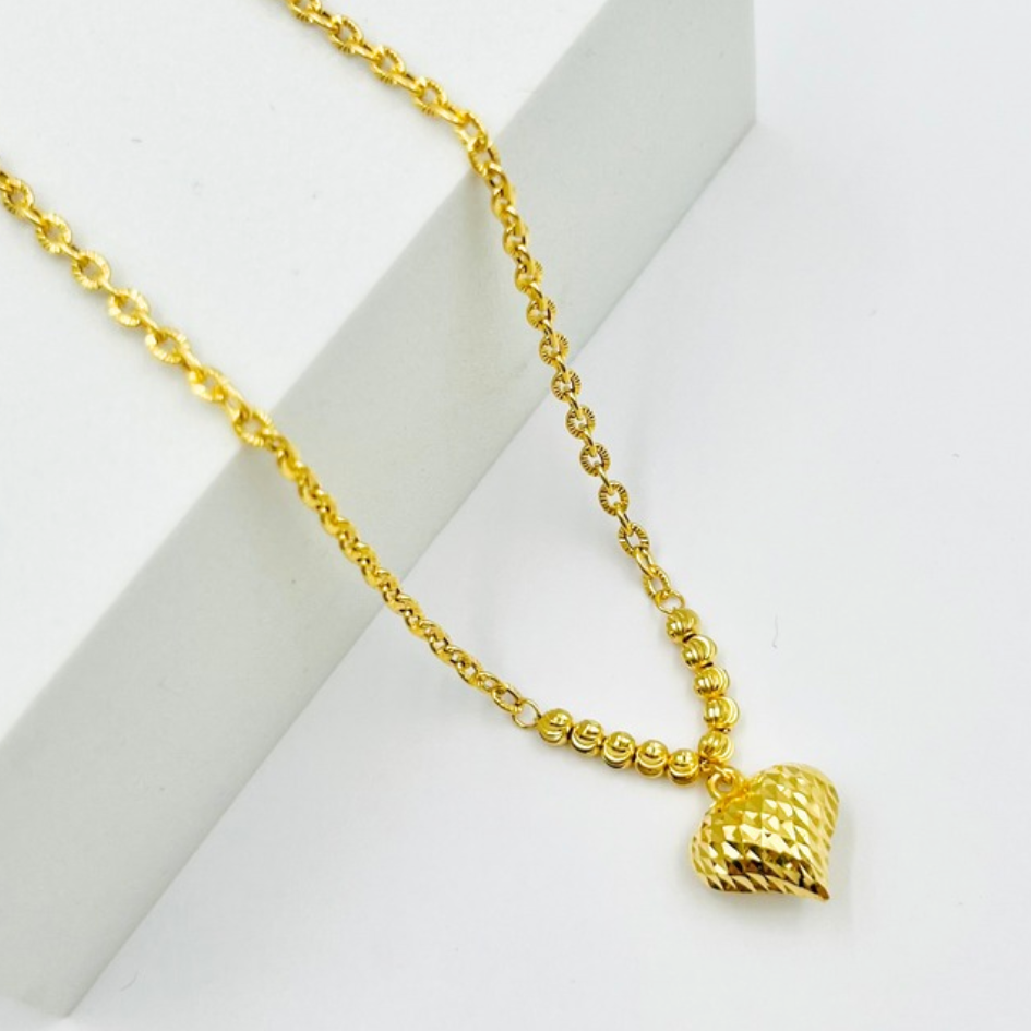 MYDORA Rantai Leher Sauh Matahari + Boba + Love Pahat l EMAS 916/22K