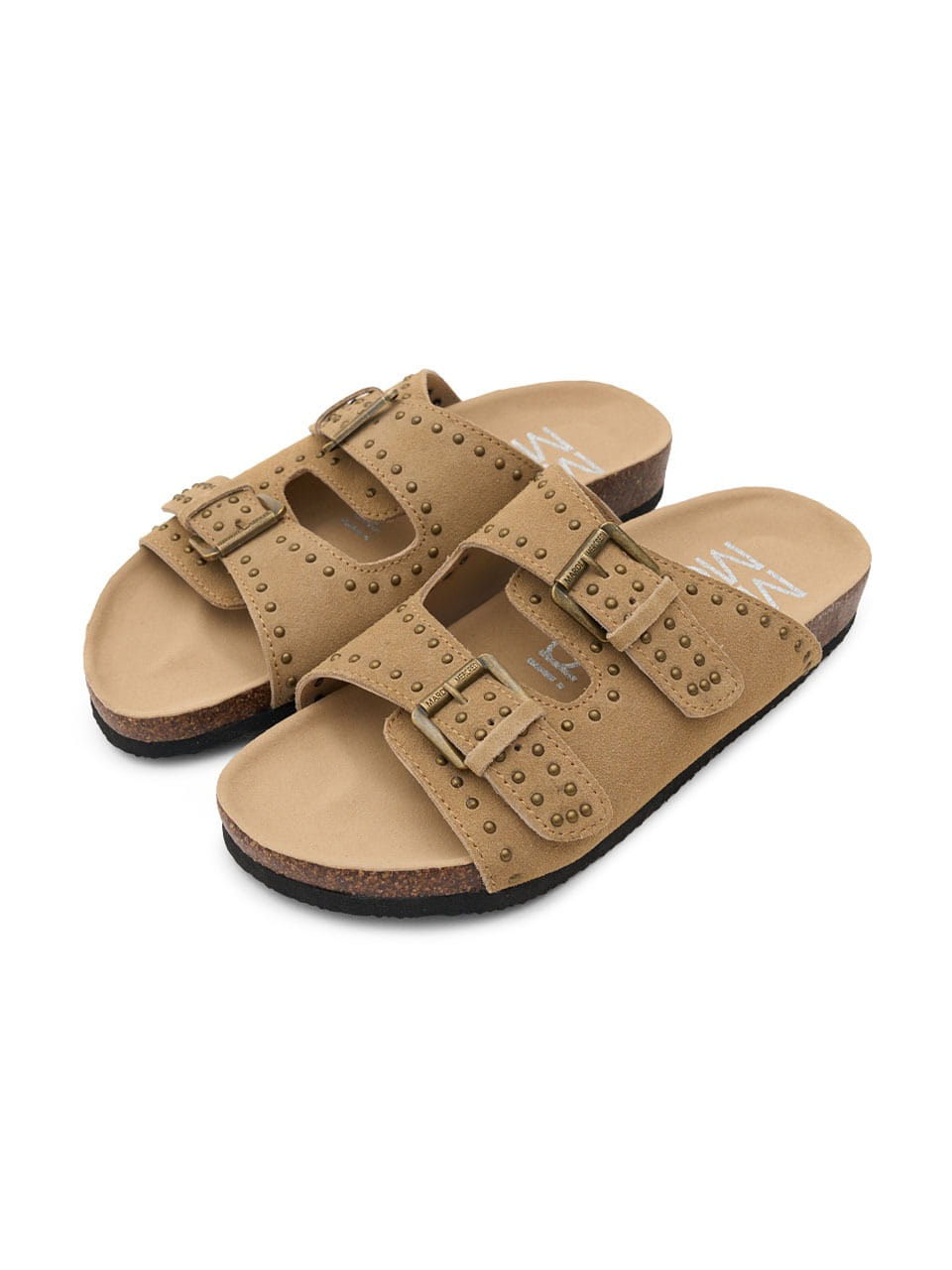 Mardi MercrediSuede Double Strap Buckle Stud Slides 🤎