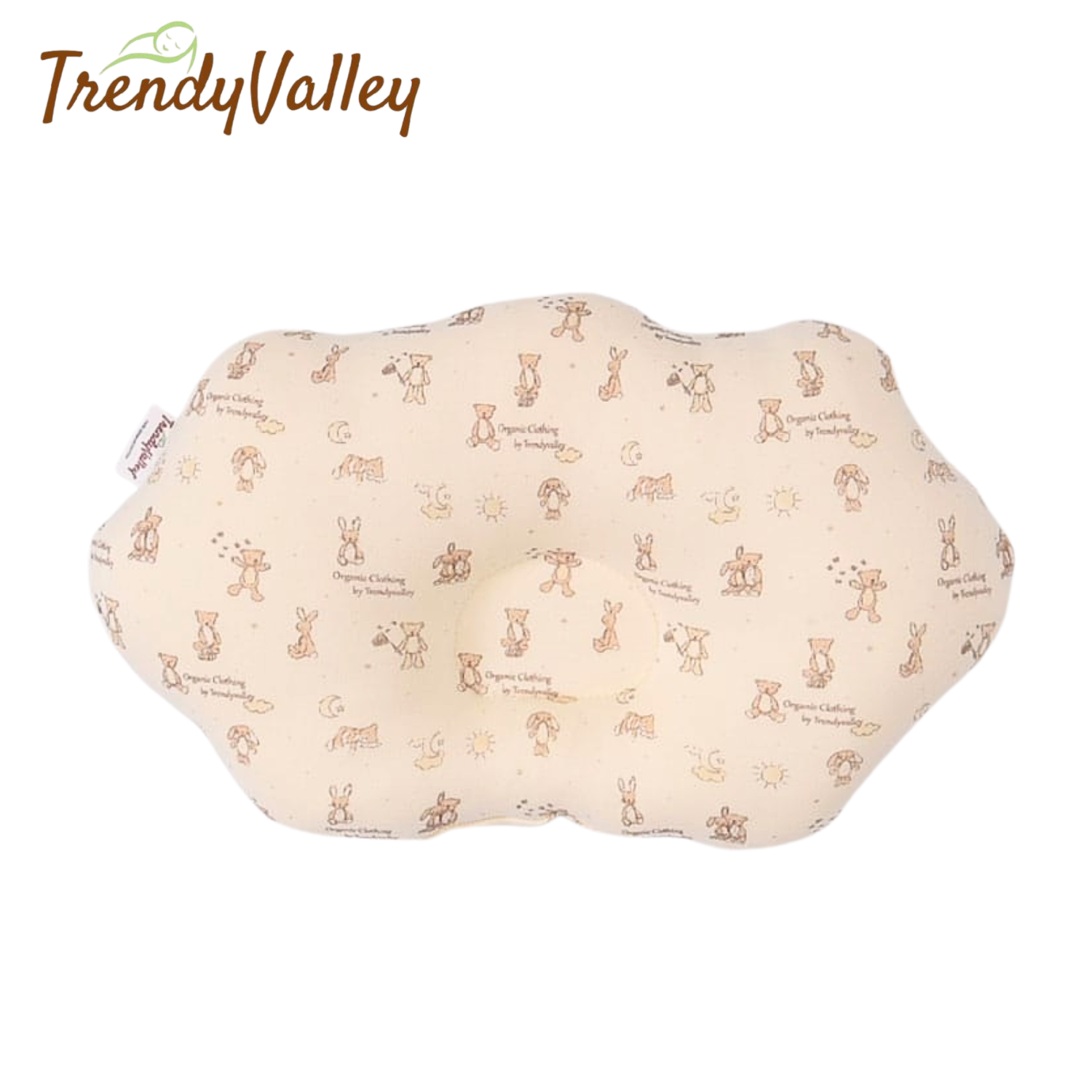 Trendyvalley Organic Cotton Baby Newborn Head Protection Dimple Pillow