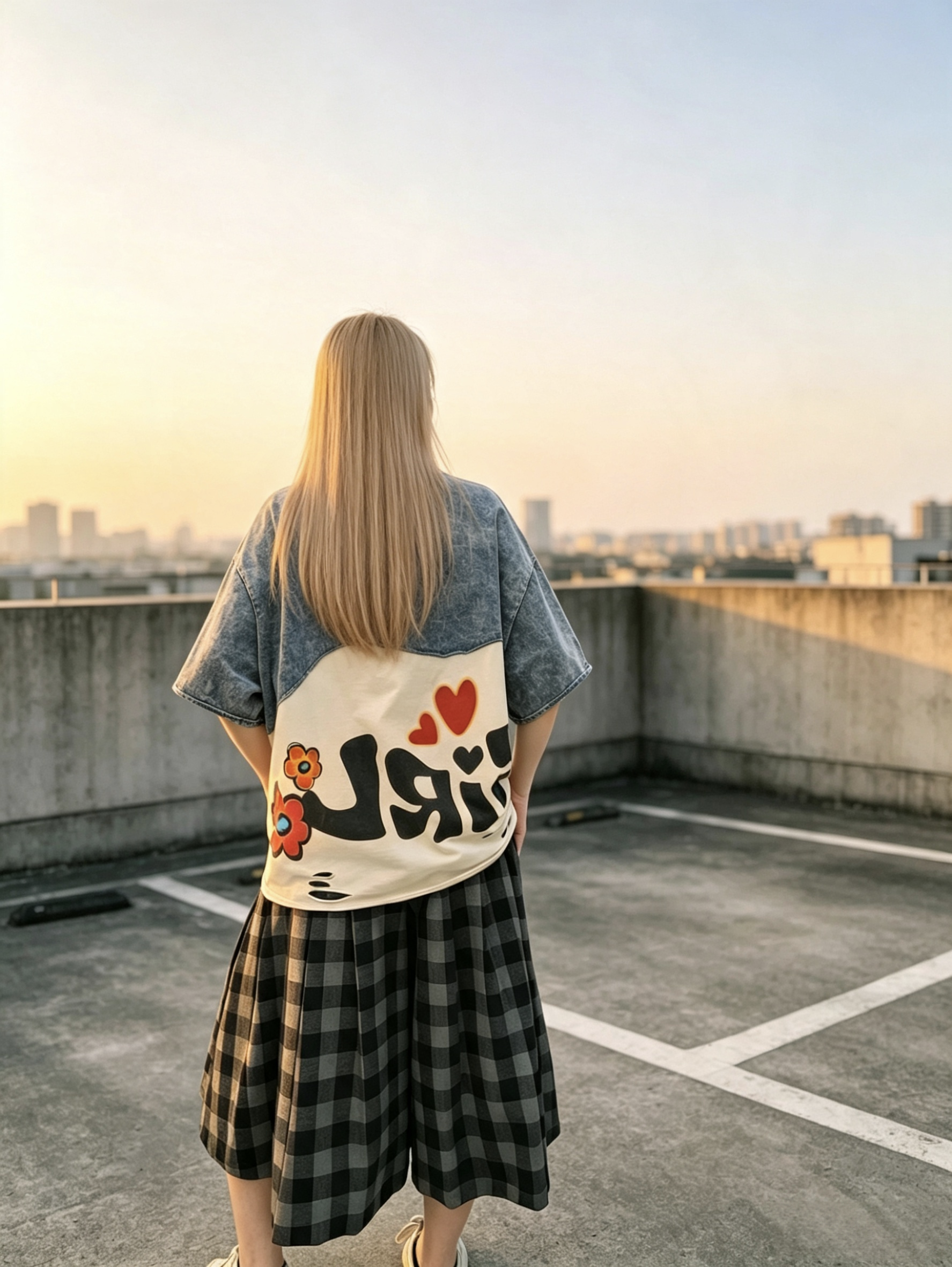 大耳女孩拼接T