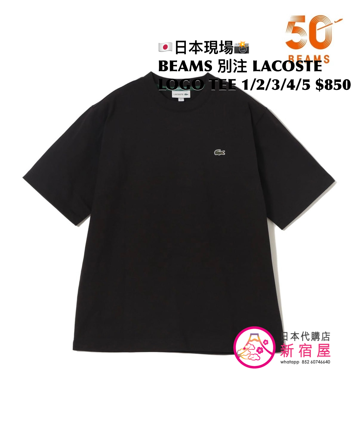 BEAMS 別注 LACOSTE LOGO T-SHIRT