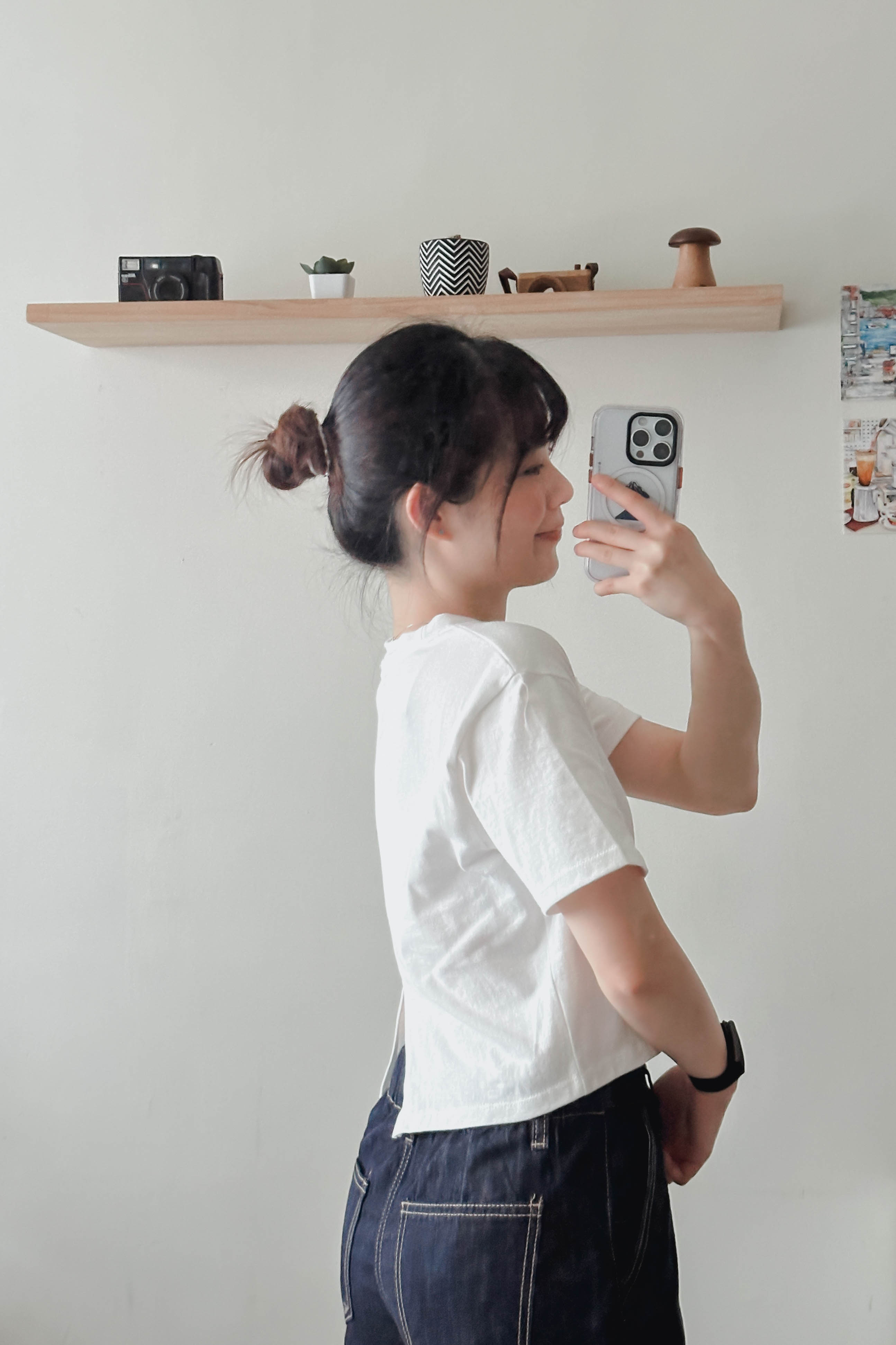 後開衩微寬鬆Crop Top (兩色入)