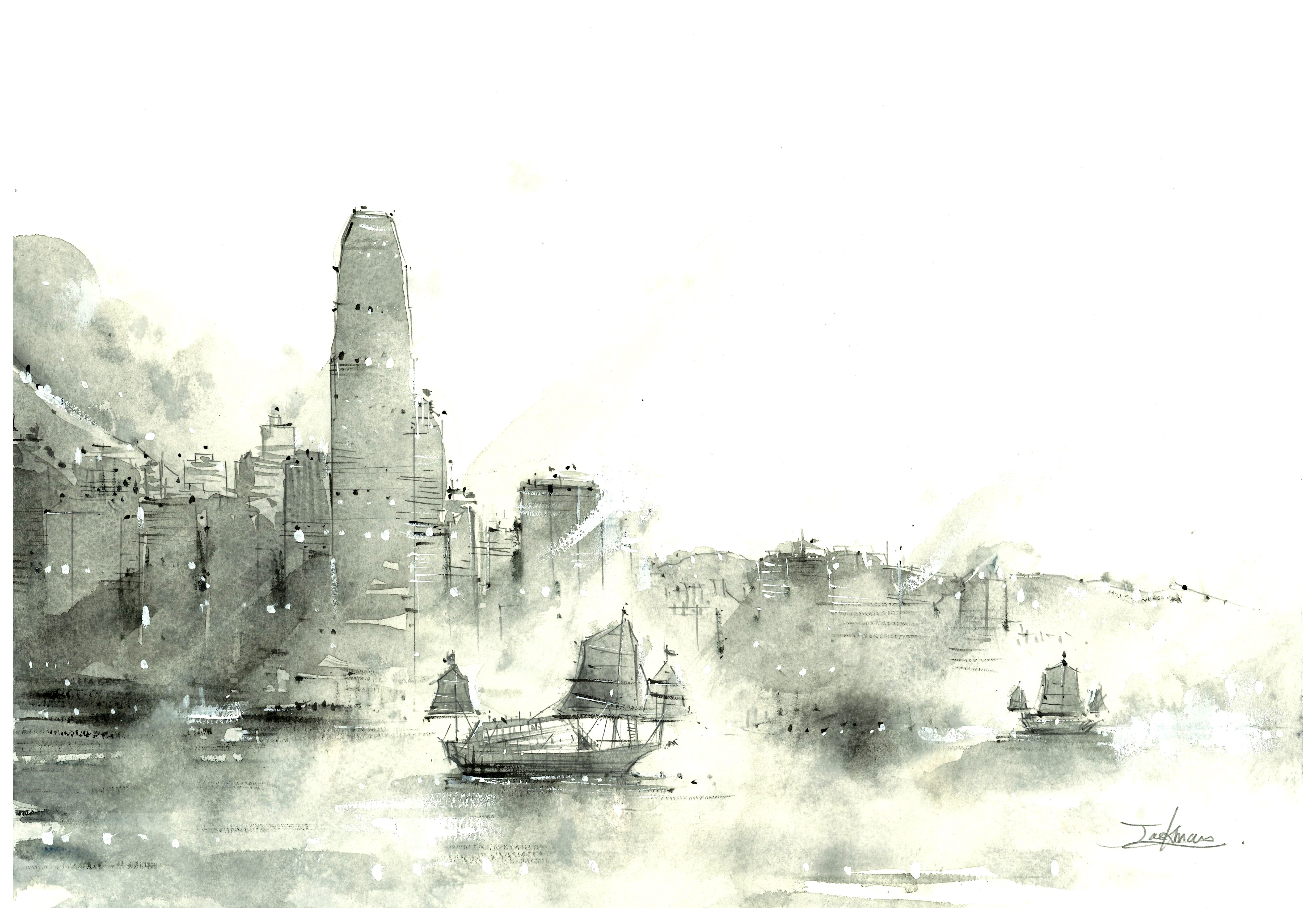 [LIMITED EDITION ART] MAN SIU FAI - ART PRINT Mist-shrouded Victoria Harbour No.1