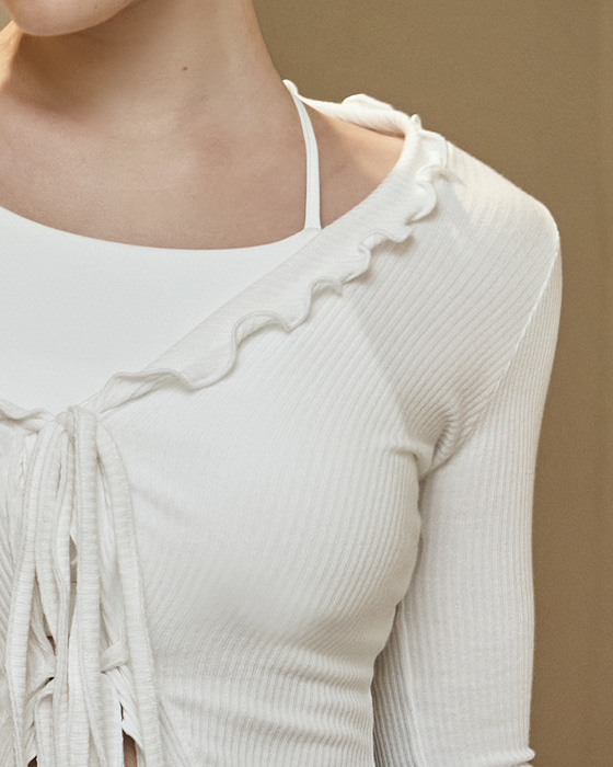 【雲朵邊秋冬Outer】預購_DEVI-O0013 Riley Ruffle Ribbon Cardigan by Devi wear 