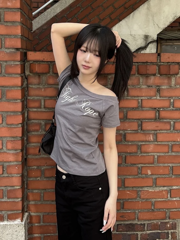Script Wide Neck Graphic Tee