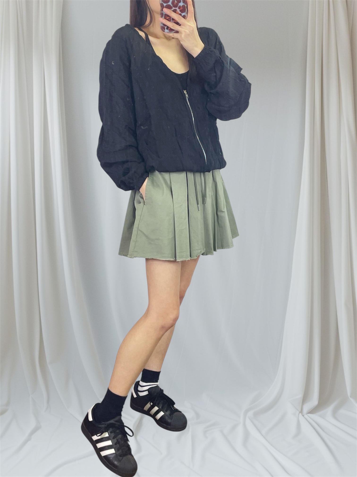 K5550 縐紋雪紡束腳外套