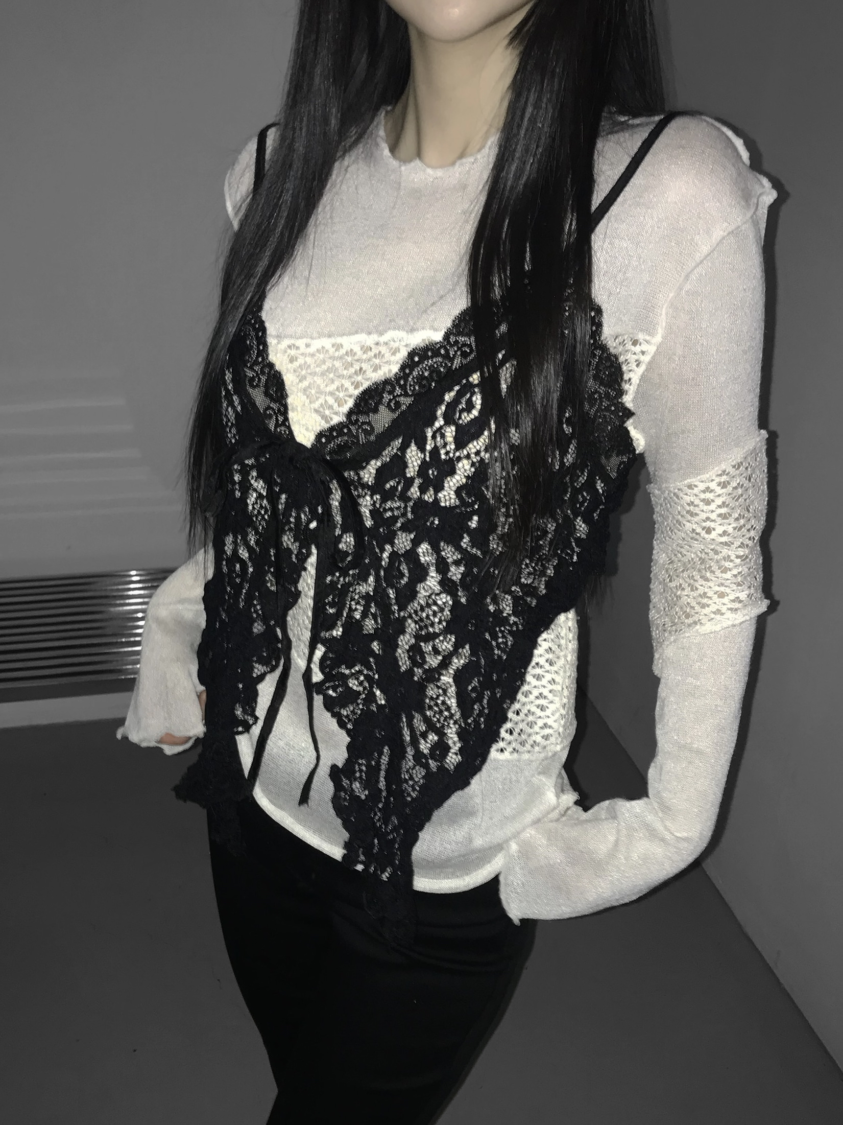 Asymmetrical Sheer Knit Top