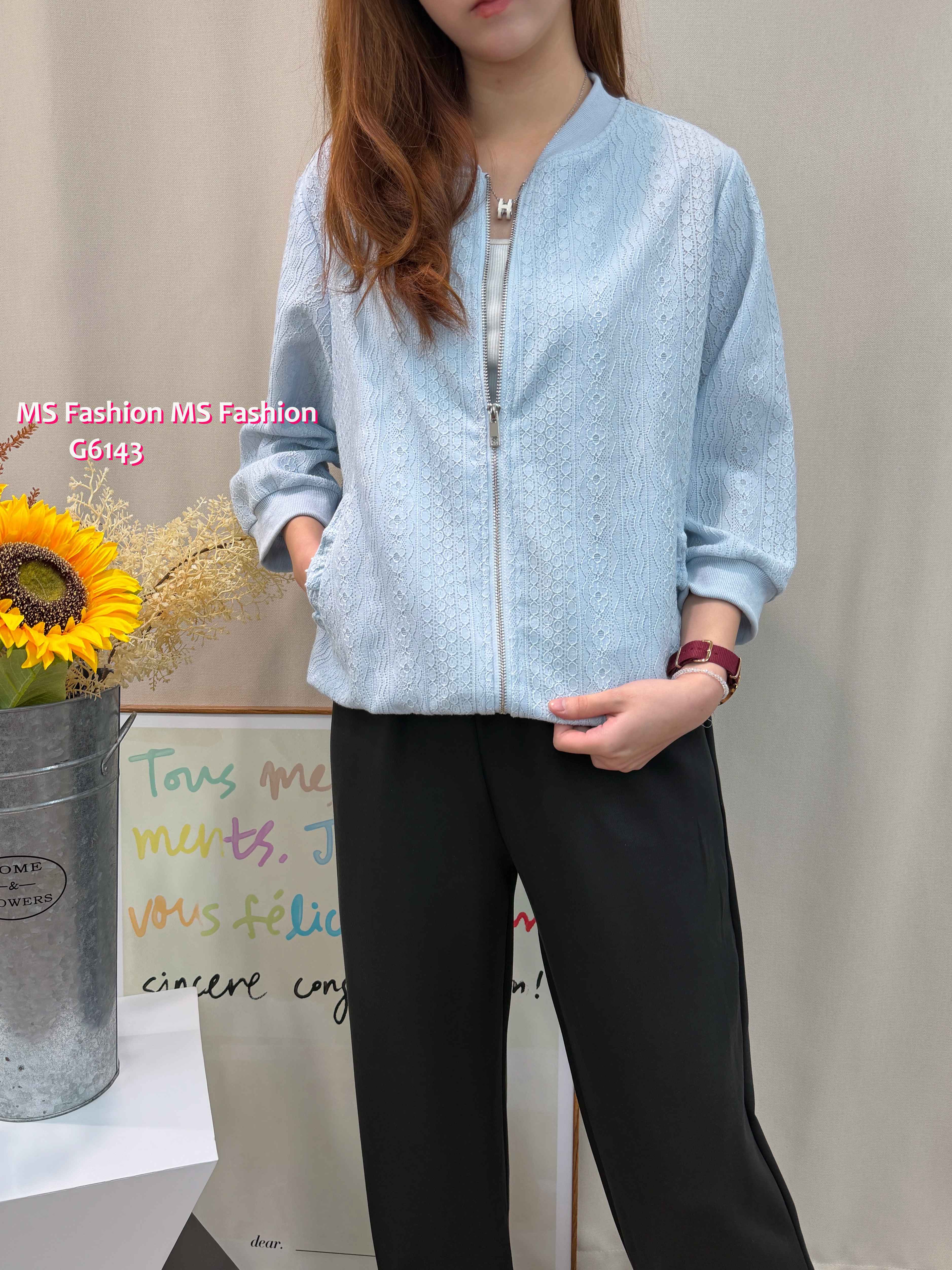 G6142 韓國🇰🇷lace中袖拉鏈外套