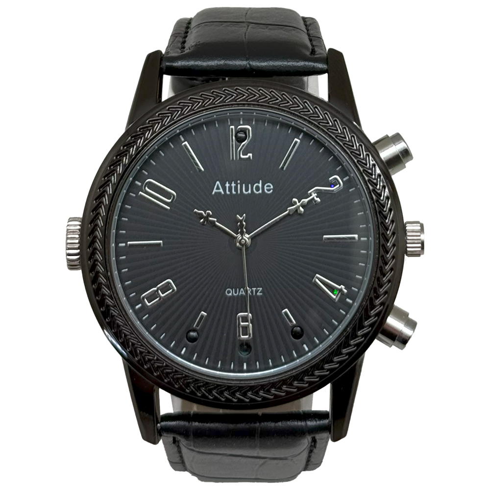 1080P 黑色金屬皮帶手錶造型微型針孔攝影機/影音記錄器 B9 (64G)