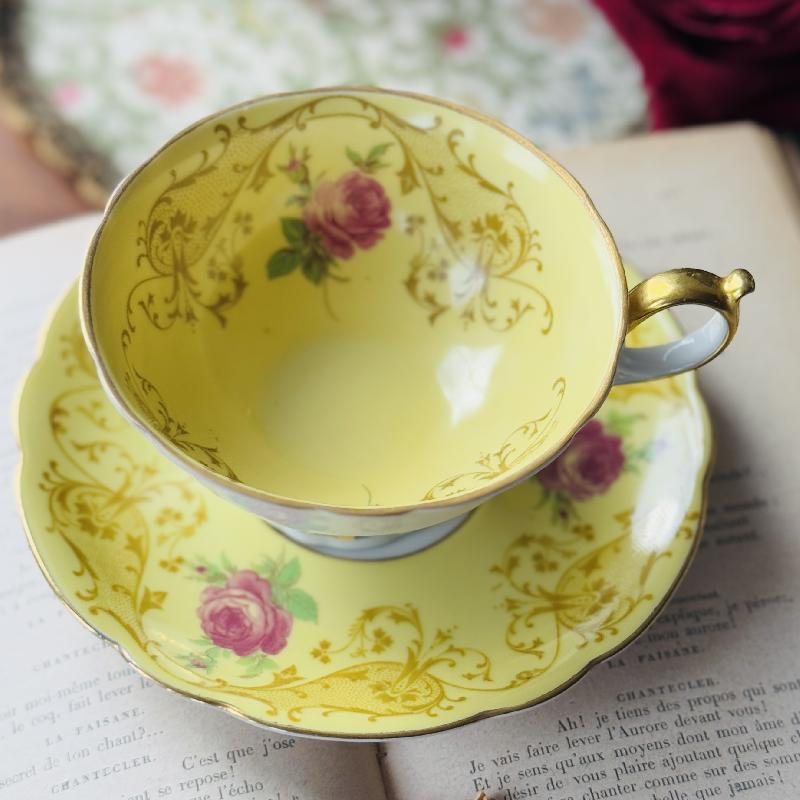 Rare! Vintage 1945-49 Bavarian Royal Bayreuth Made in "Germany US Zone" Rose Yellow Tea Set Duo - Tea Cup and Saucer (MT2226)