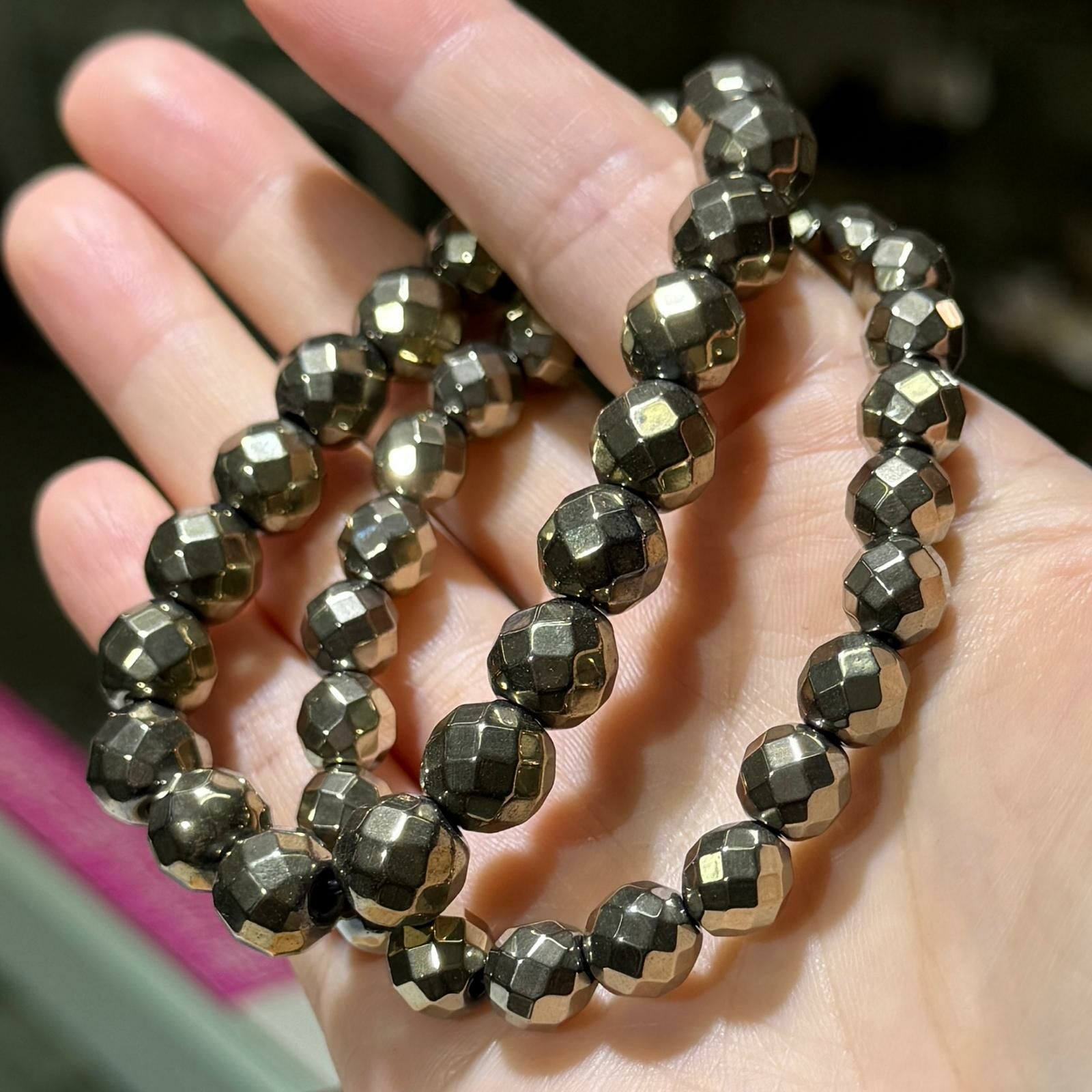 黃銅礦切面手串