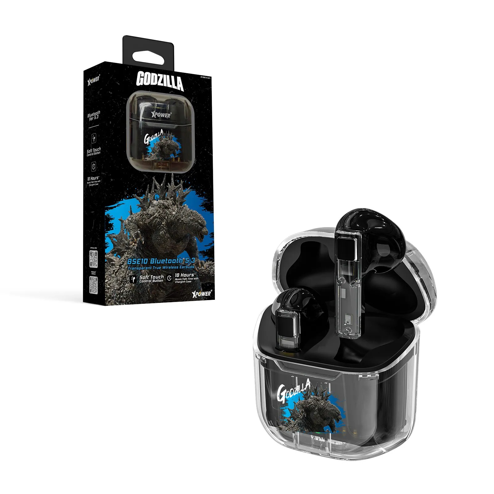 XPower x Godzilla BSE10透明真無線5.3藍牙耳機(Blue)