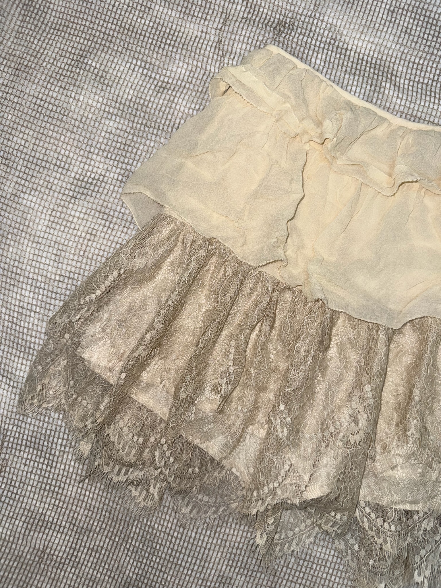 Fairycore Champagne Lace Hem Ruffle Skirt