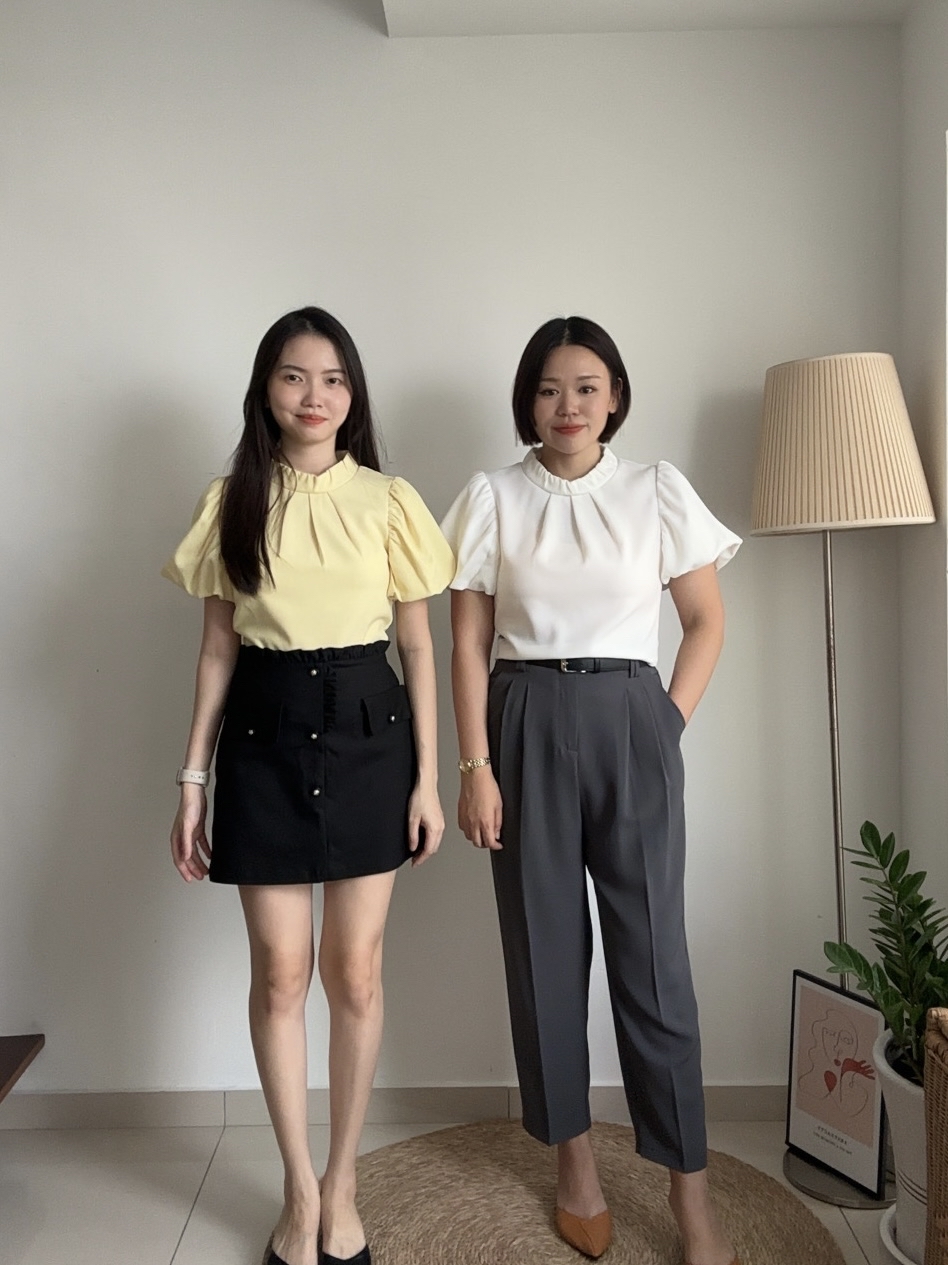 T4132 Puff Sleeve Crop Top - 4 Colors 