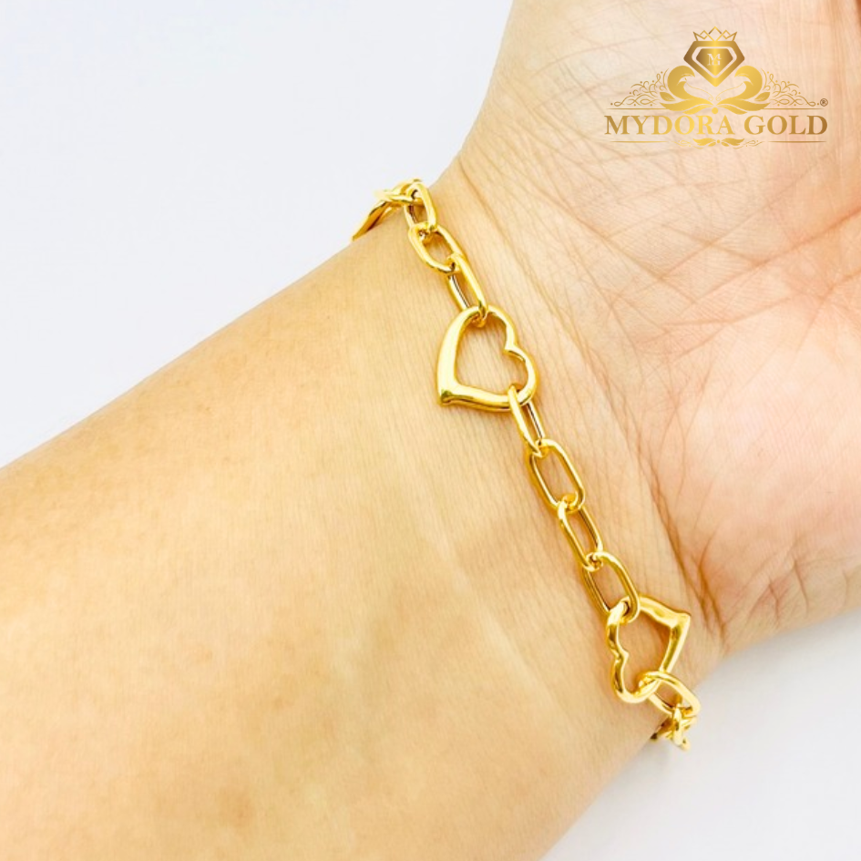 MYDORA Rantai Tangan Mini Paper Clip Mad love | Emas 916/22k