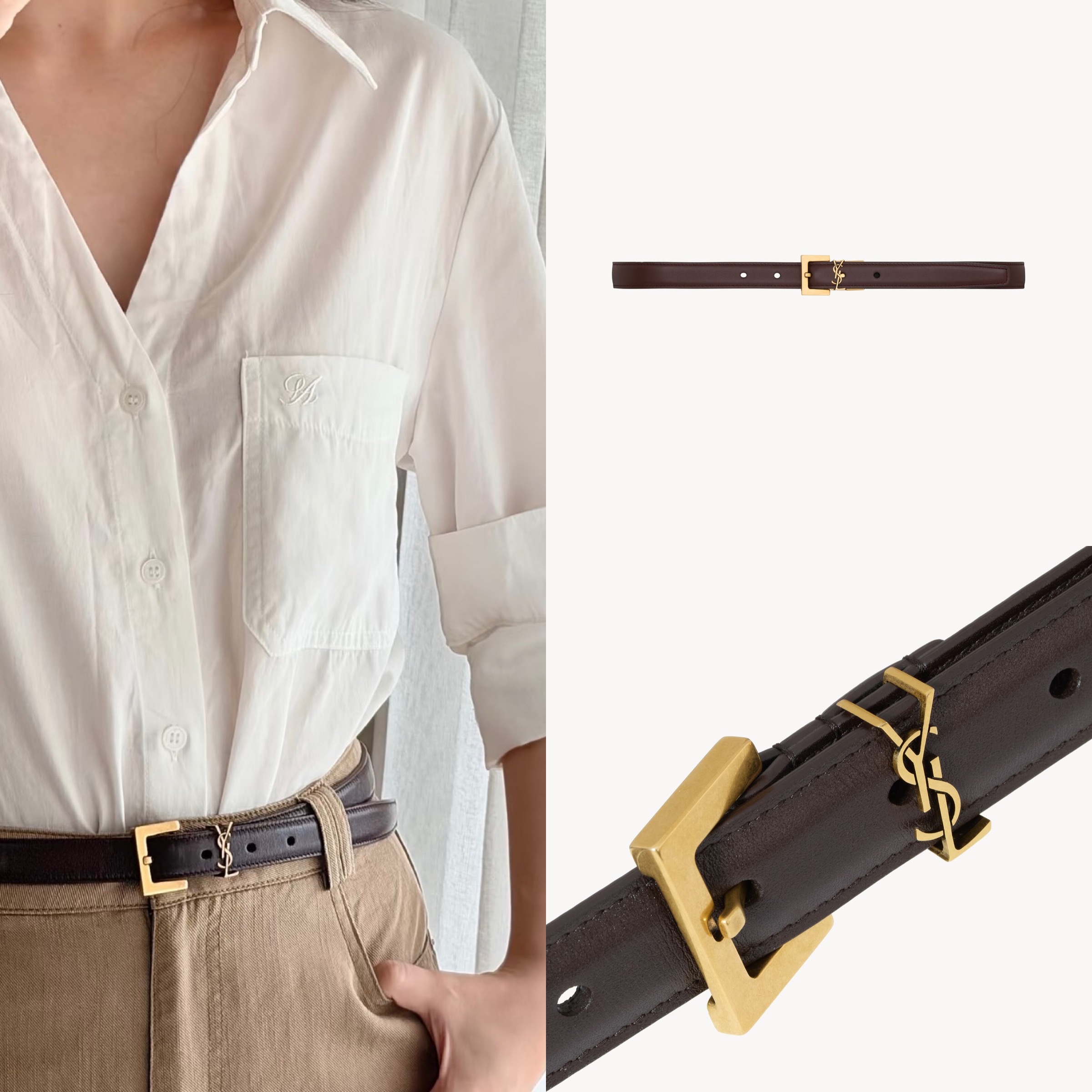 限時優惠💖深啡色更有復古氣息🤎MOUNTAIN ROCK  訂貨🍒Saint Laurent classic 2cm belt  補碼✨Size 80 85 90 only
