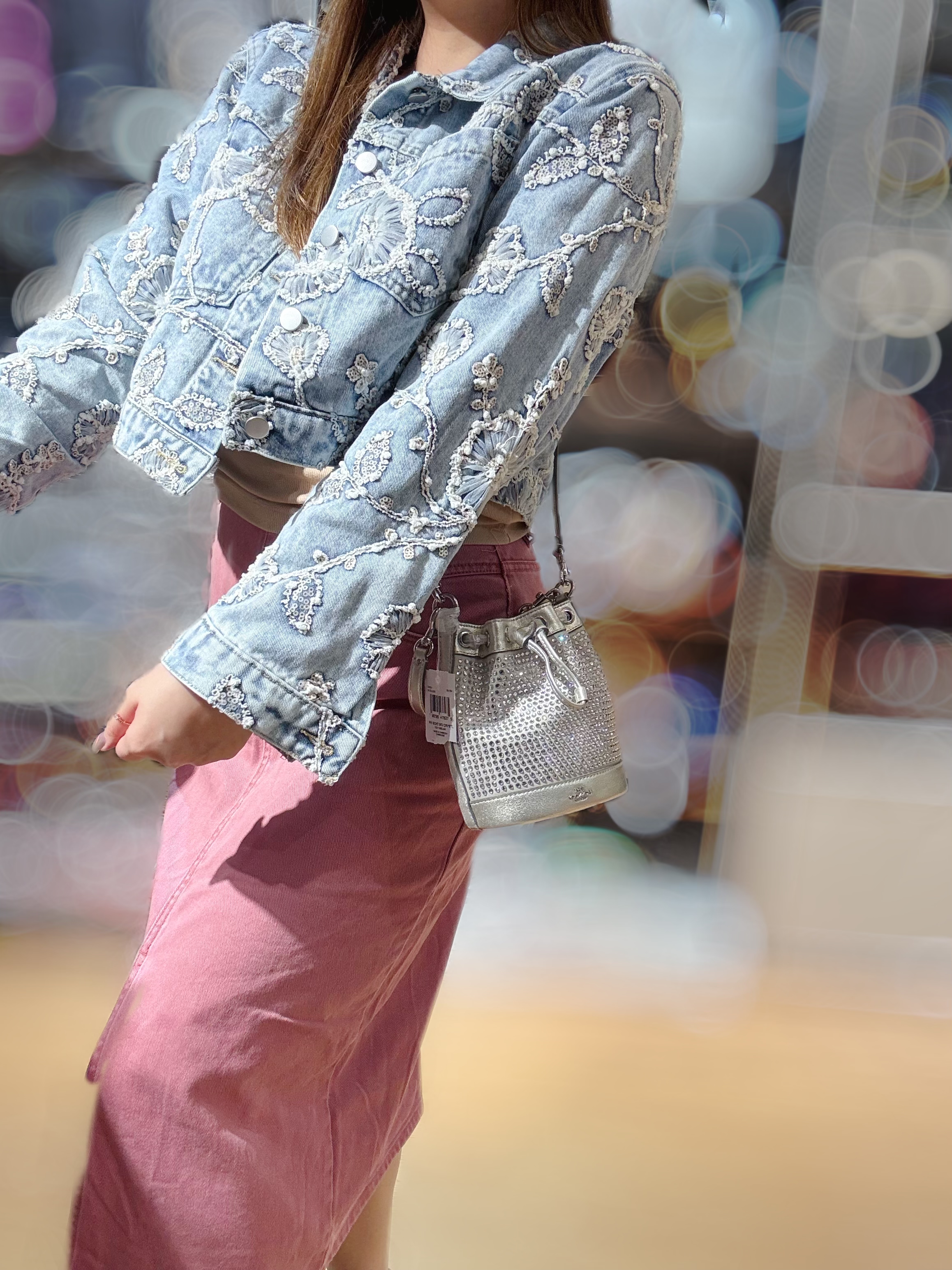 Coach mini bucket crystal/S