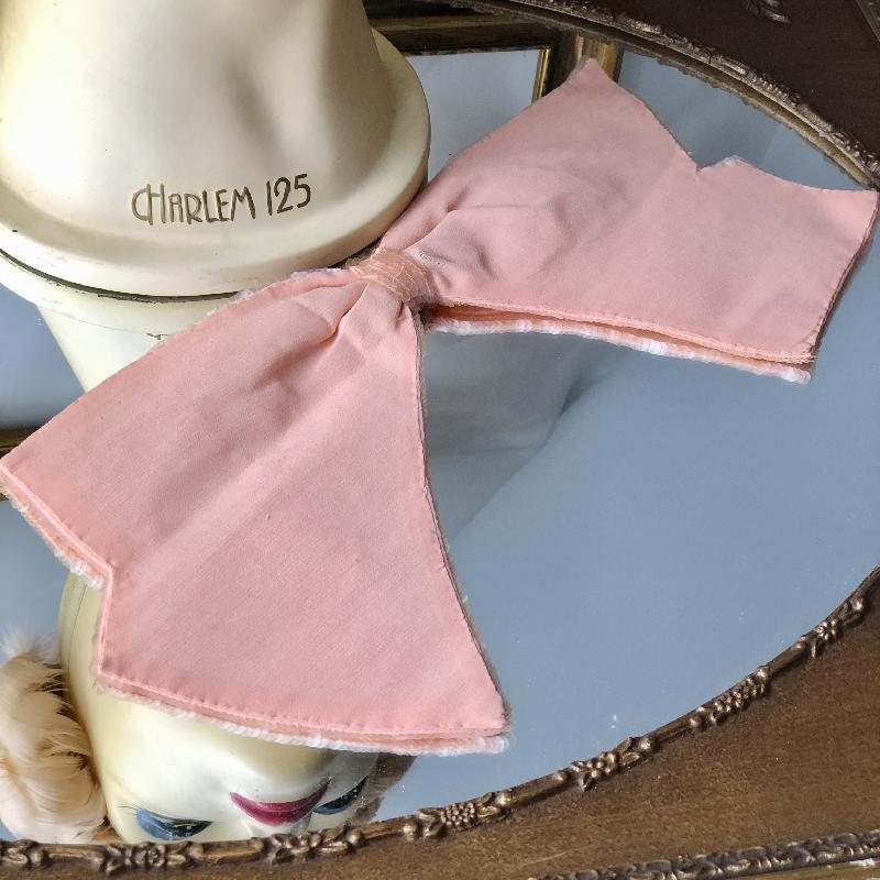 C.a. 1950s Handmade Salmon Pink Sequin Bow Embellishment(MT612)