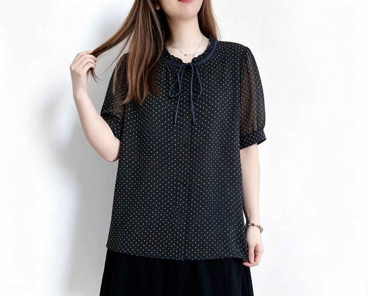 🏖️暑假限定優惠🏖️ 波點雪紡絲帶Top