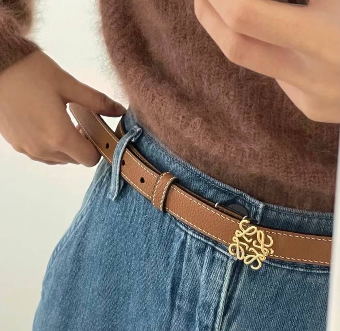 折扣✨訂貨📮Loewe經典款Anagram 2cm belt  金棕 Size 70/75/80/85/90/95/105cm 