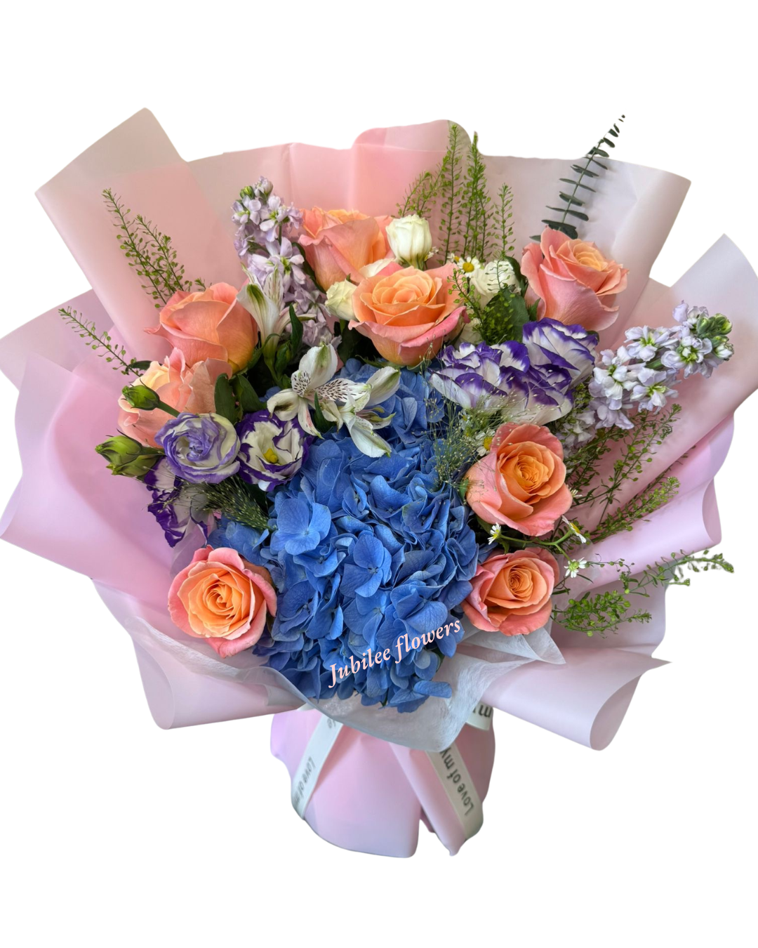 繡球 玫瑰 洋桔梗 花束