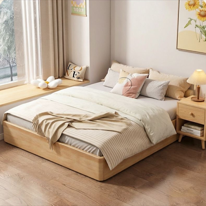 實木兒童榻榻米落地矮床 現代簡約童趣雙人床 男女孩兒童床 bed