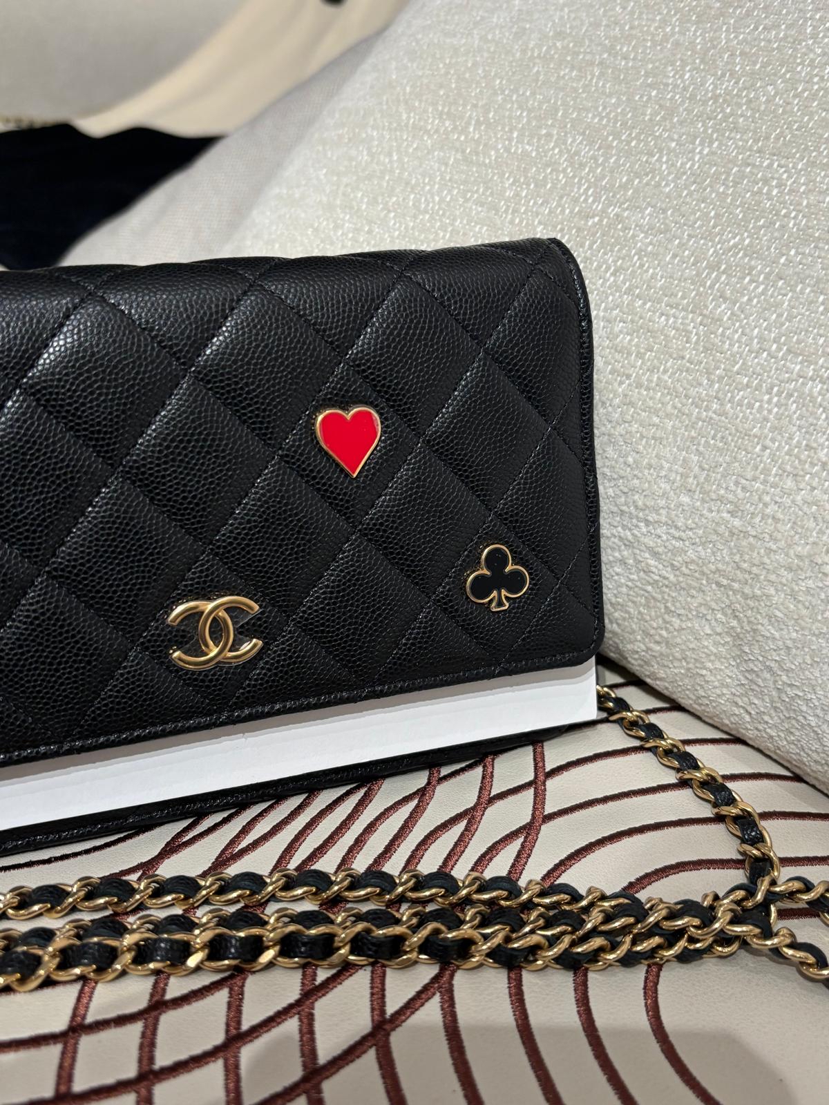 Chanel Wallet On Chain AP3076 poker 限量特別版撲克牌 黑色荔枝牛皮  100%Authentic, 99%New Unused ✅專門店收據✅Dust bag ✅Box
