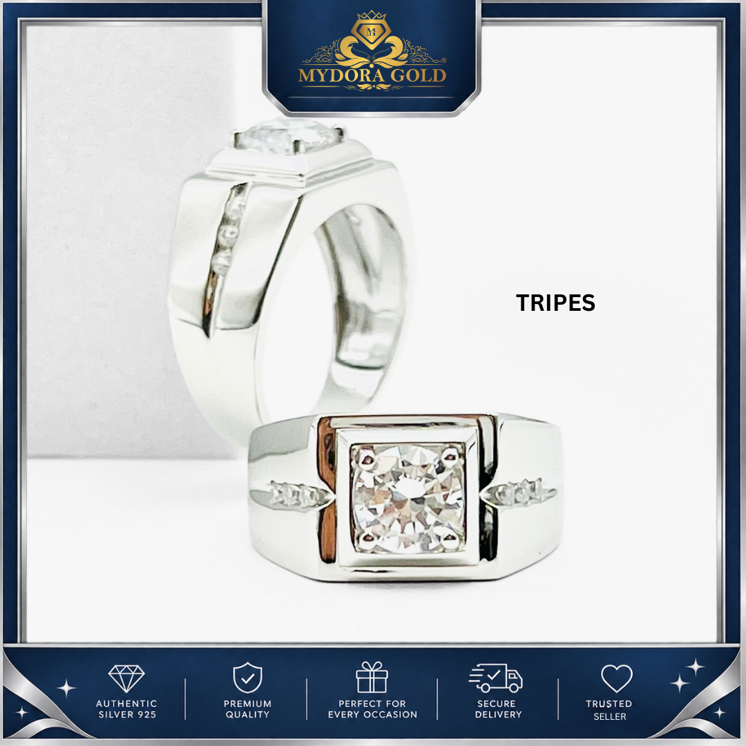 MYDORA 925 Silver Ring - Cincin Regal Edge Collection